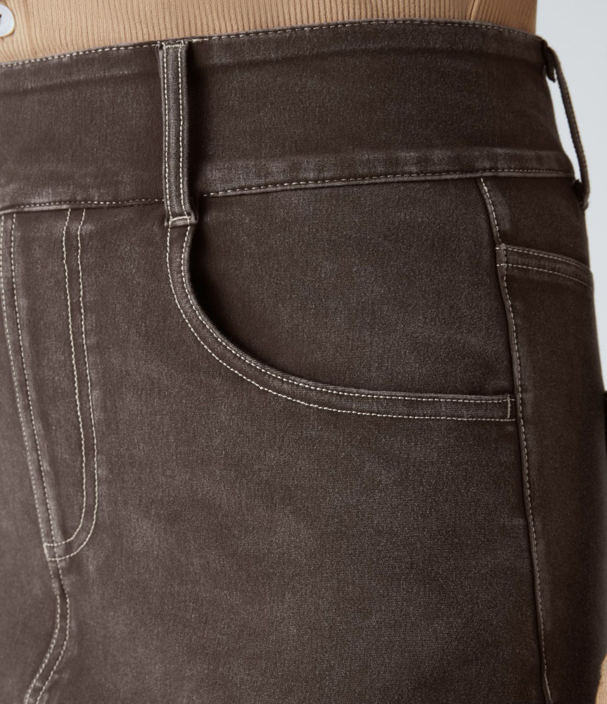 Halara Flex™ Jupe Mi-longue Casual En Denim Extensible Coloré A Poches Multiples Taille Haute