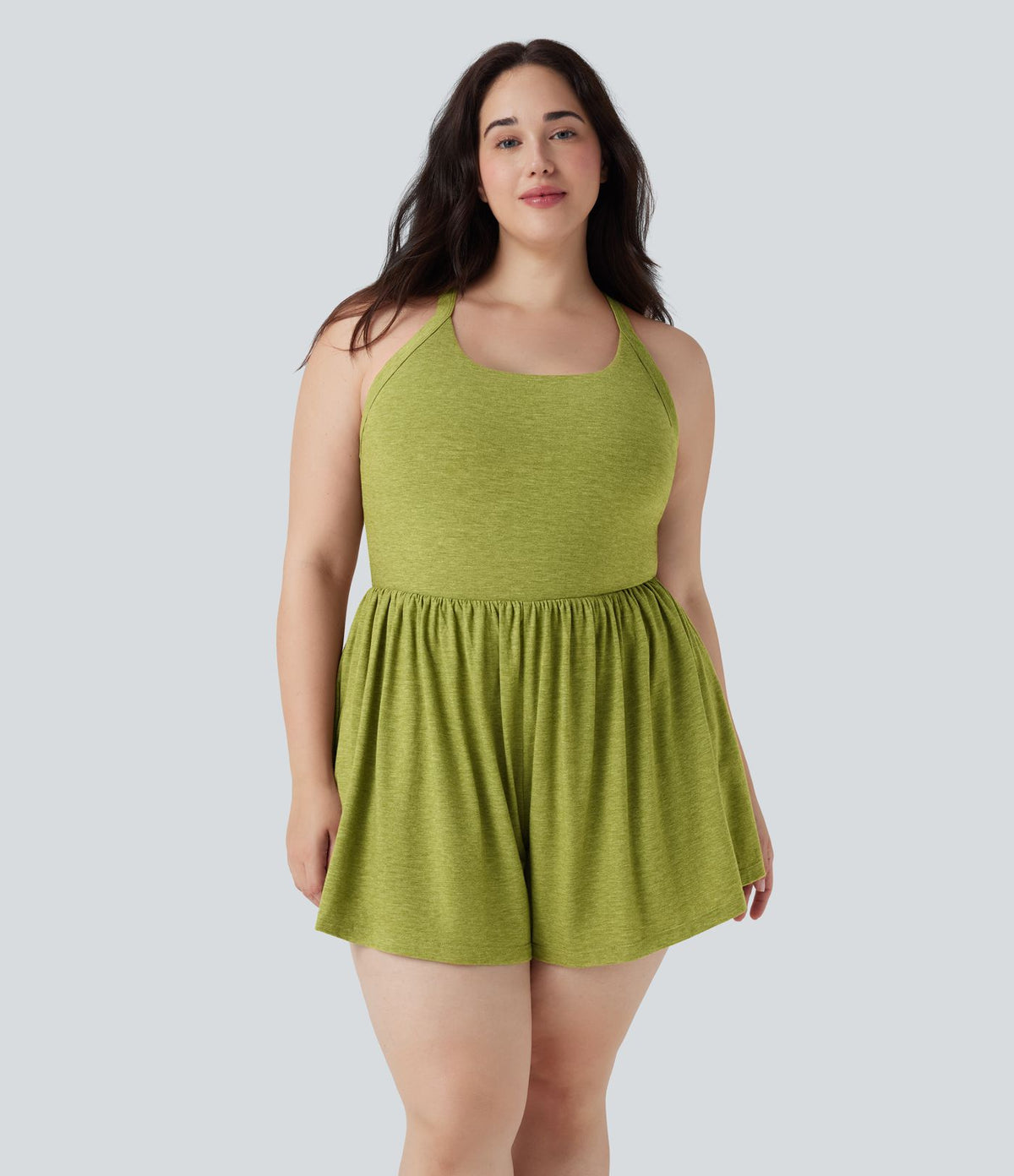 Combinaison-short de séjour grande taille 2-en-1 dos nu torsadée avec poches - Easy Peasy Edition