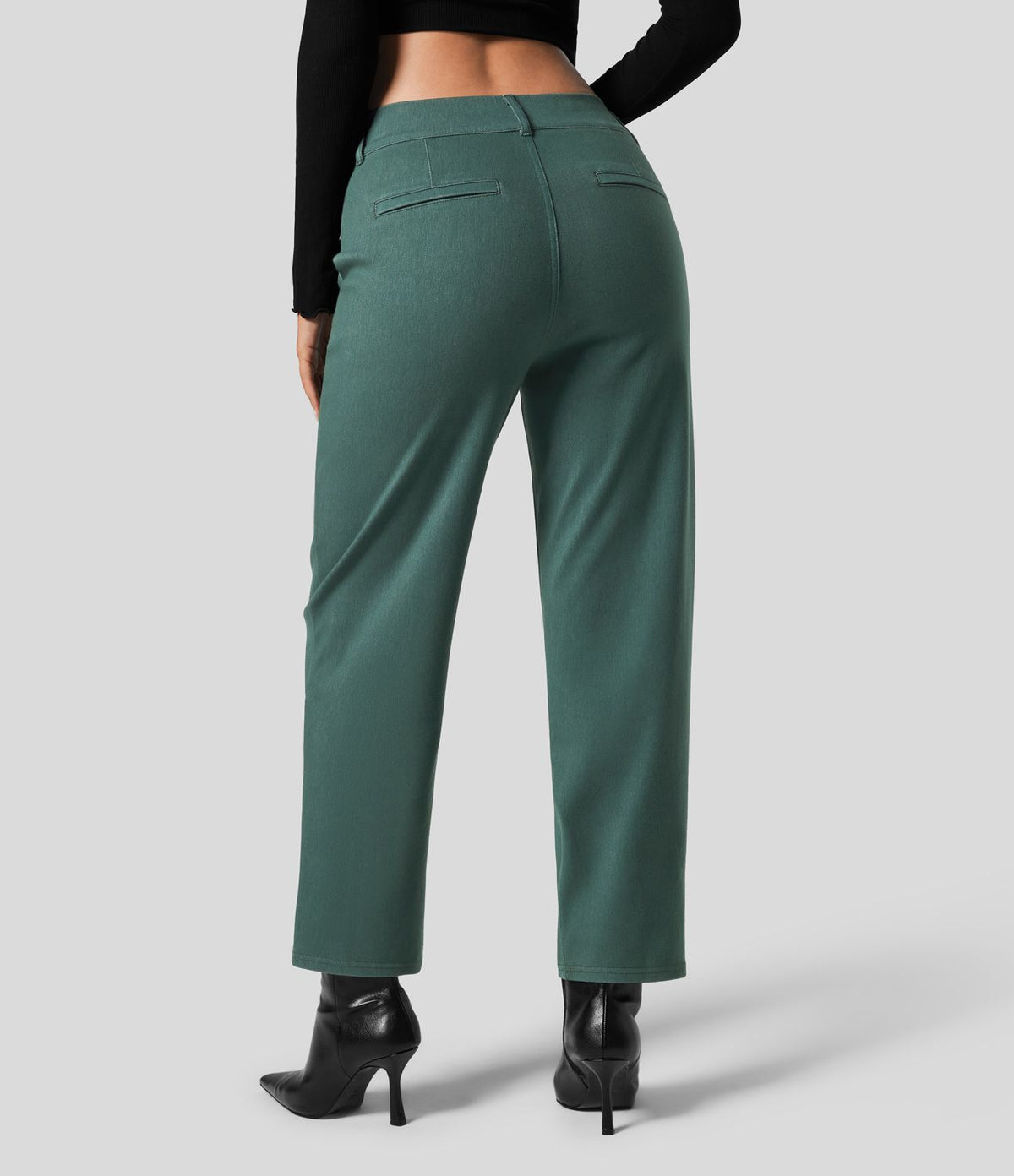 Halara Flex™ Jean Casual Tapered en Tricot Extensible Coloré avec Taille Haute et Poches Latérales