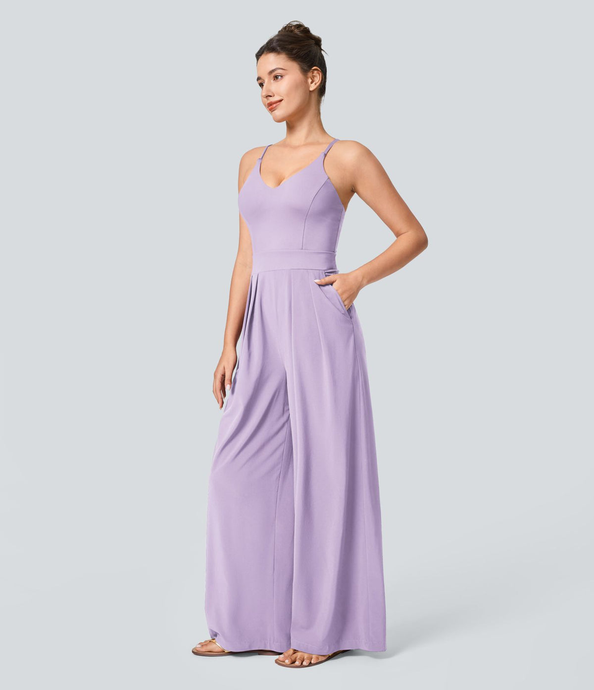 Breezeful™ Combinaison Dos Nu Poche Zippée Invisible Sur le Côté Jambe Large Séchage Rapide