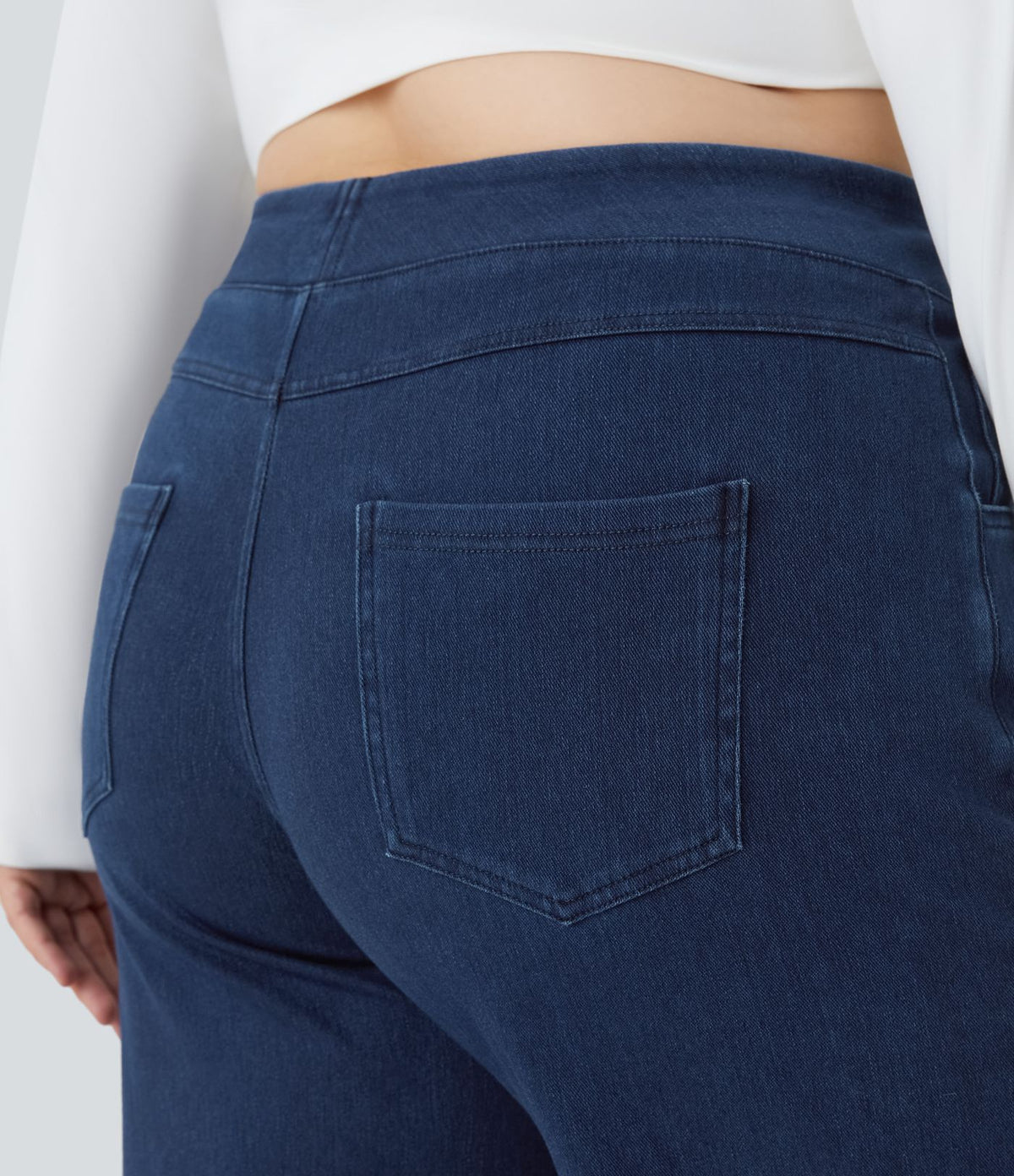 Halara Flex™ High Waisted Multiple Pockets Wide Leg Loose Stretchy Knit Casual Plus Size Jeans