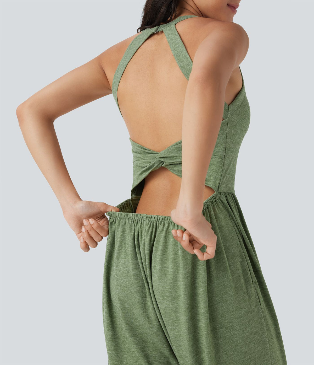 Combinaison sarouel décontractée dos nu torsadé avec brassière intégrée et poches - Édition Easy Peasy