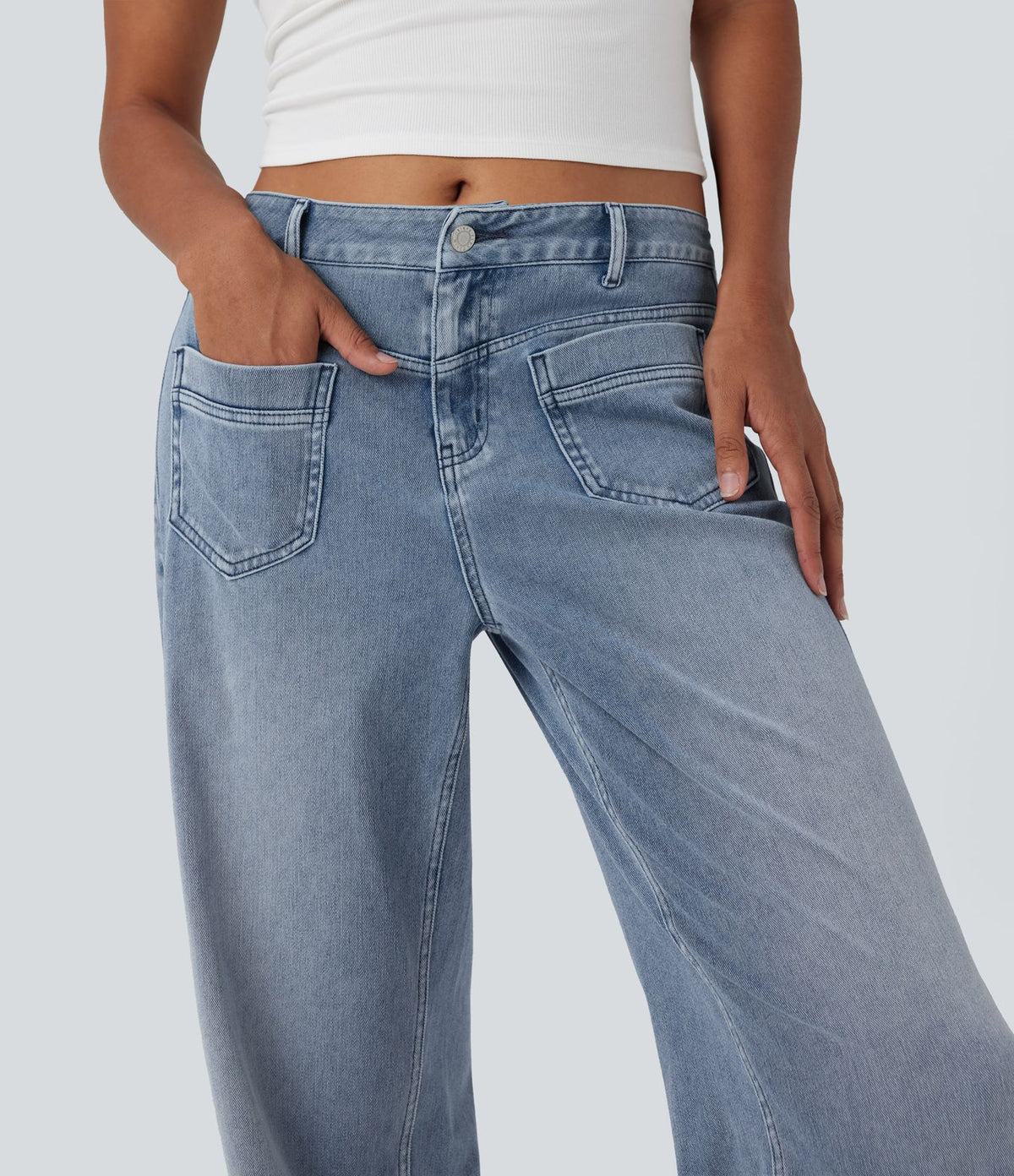 Halara Flex™ Jean coupe droite décontracté taille mi-haute avec poches