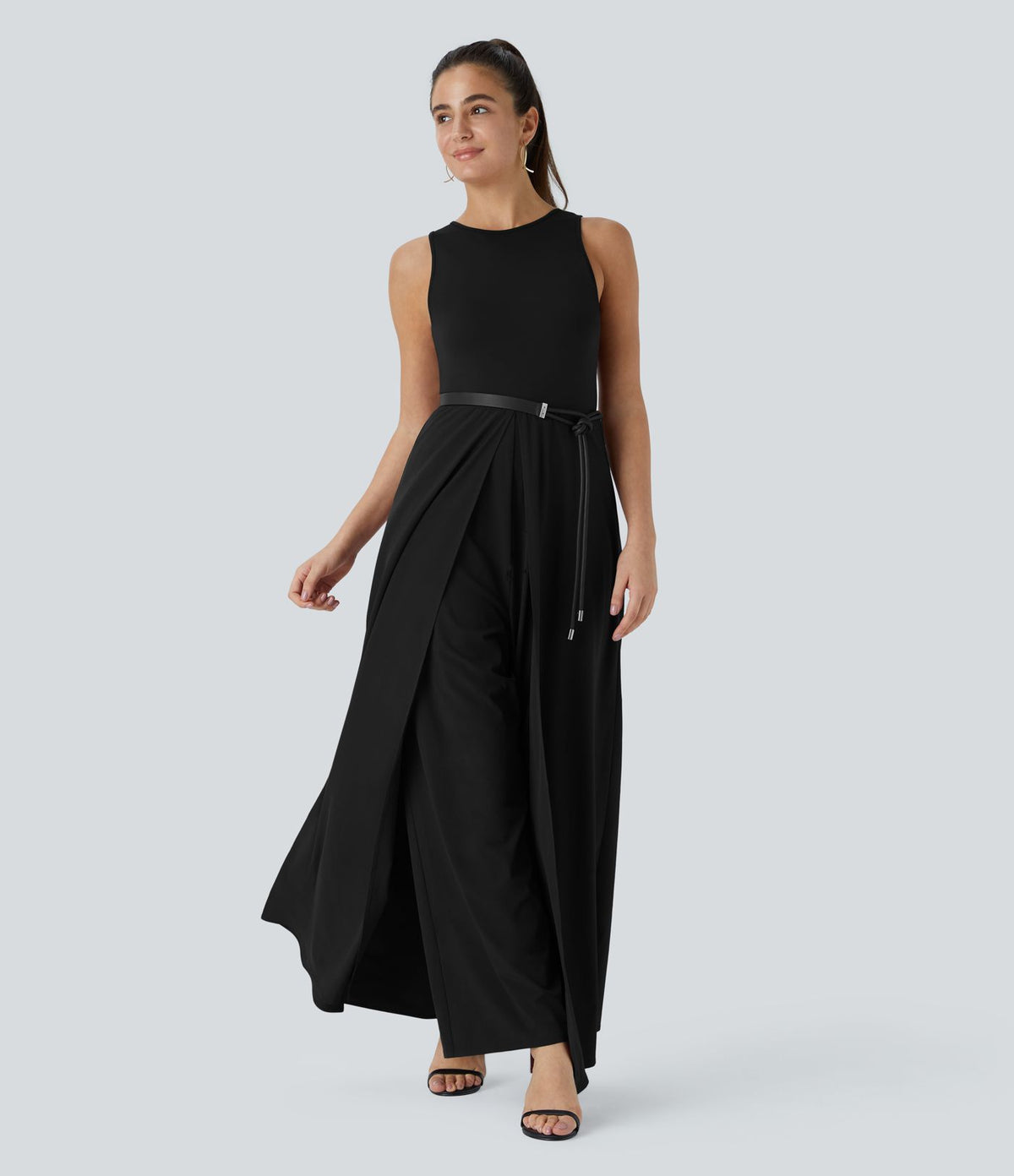 Combinaison Breezeful™ à séchage rapide pour demoiselles d'honneur et invitées de mariage, sans manches, avec fermeture éclair, poches latérales et détails contrastés