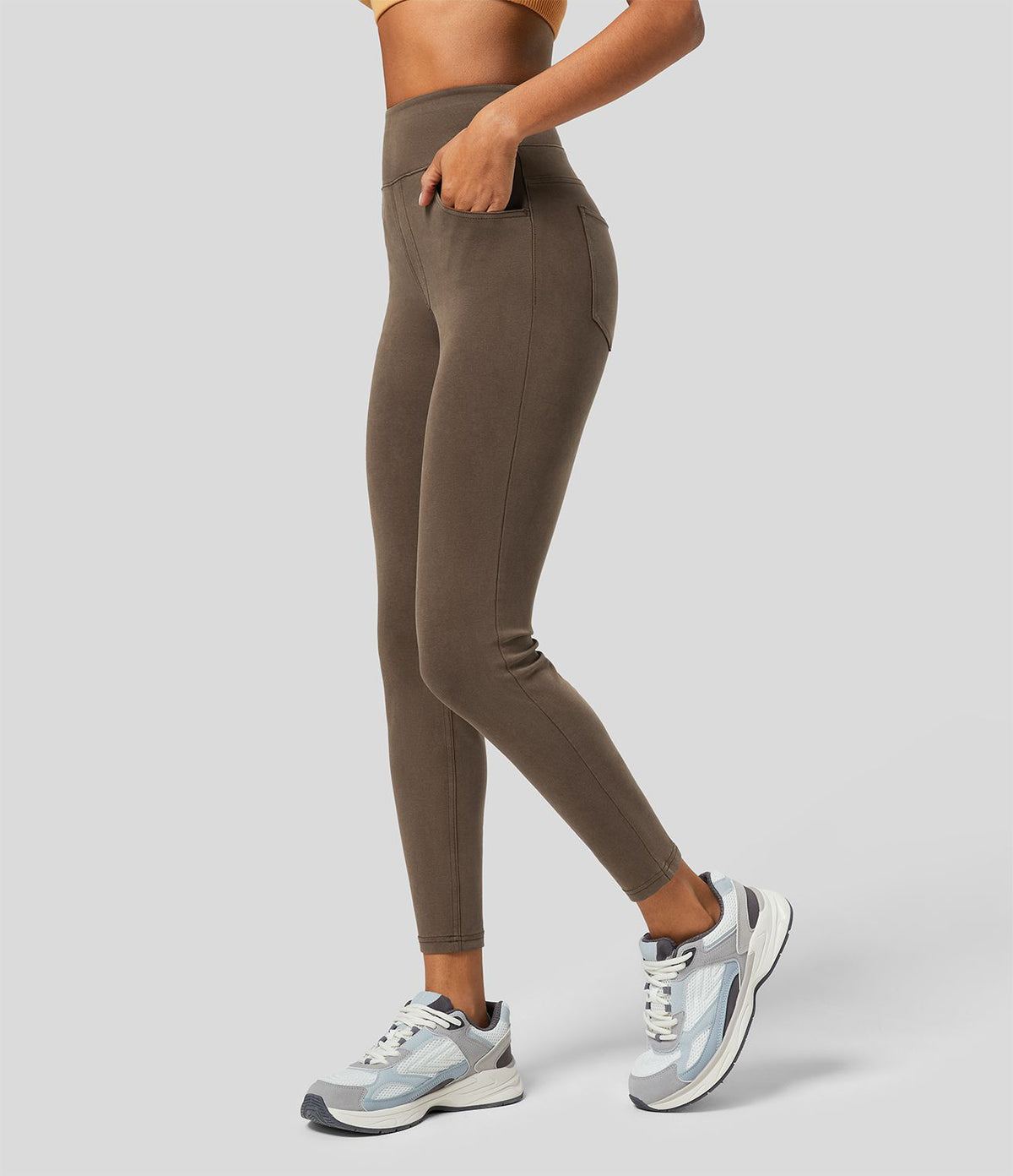 Halara Flex™ Jegging Casual 7/8 Tricot Extensible Coloré avec Taille Haute et Multiples Poches