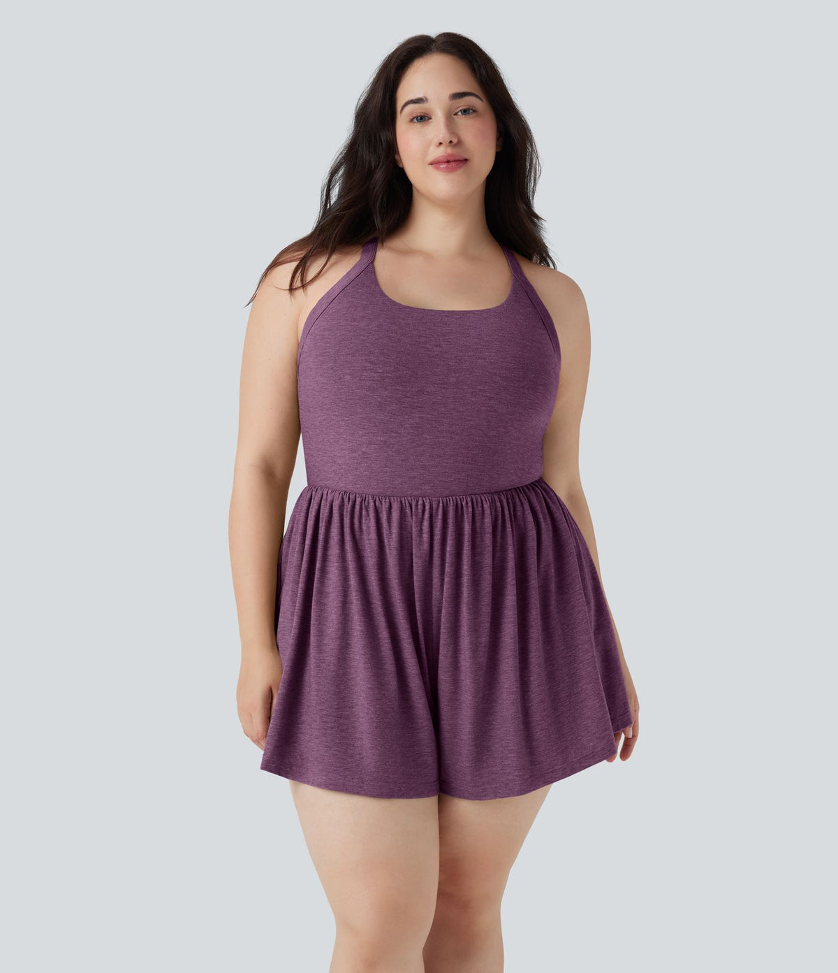 Combinaison-short de séjour grande taille 2-en-1 dos nu torsadée avec poches - Easy Peasy Edition
