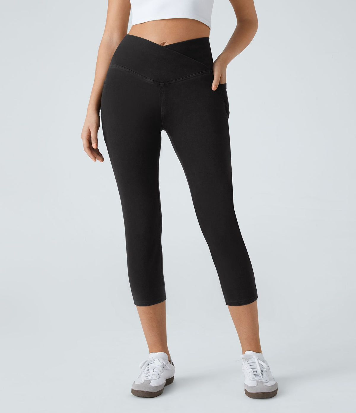 Halara Flex™ Jegging Travail Capri Tricoté Extensible Lavé Poche Latérale Croisée