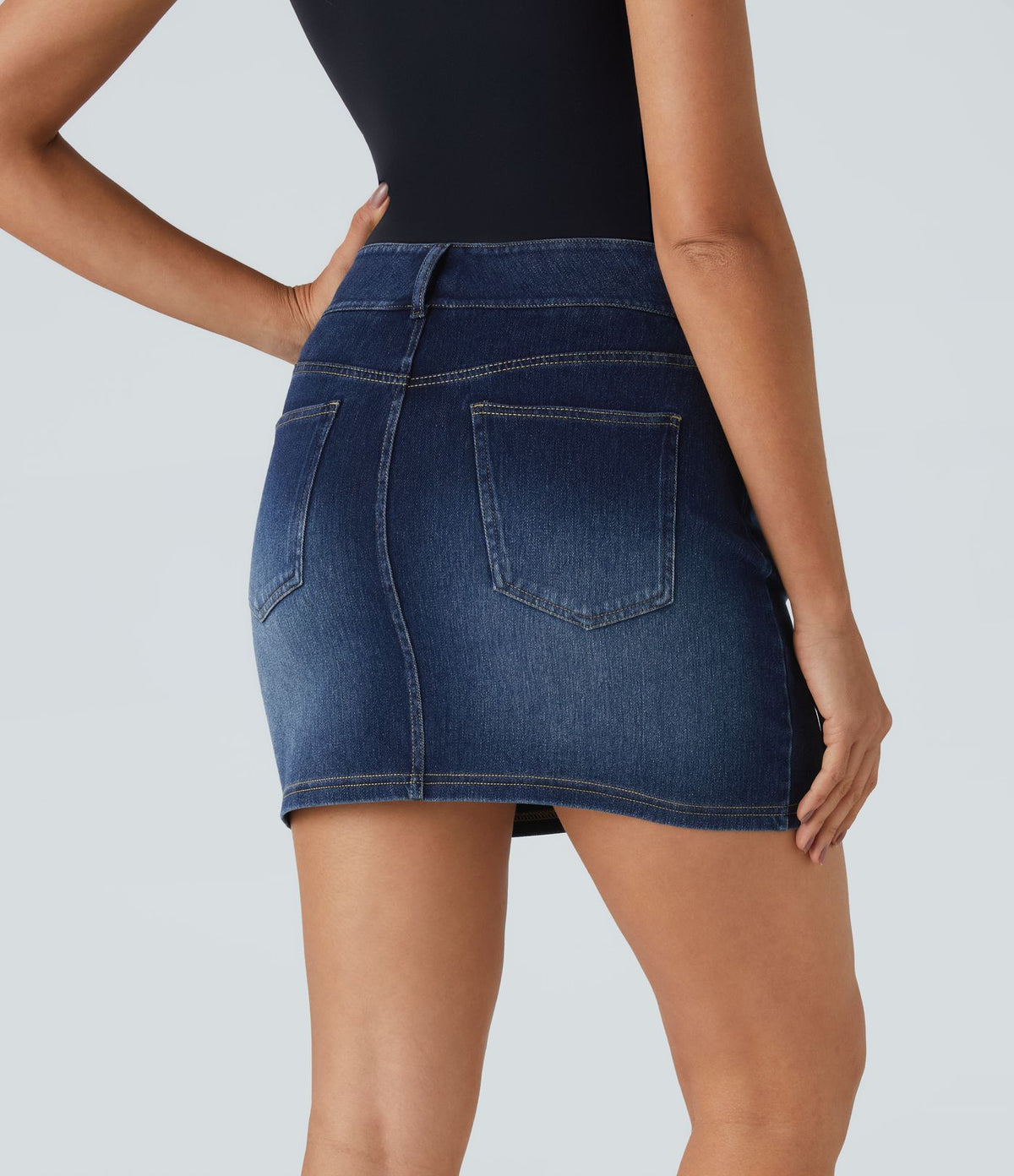 Halara Flex™ Jupe en Jean Lavé Casual Extensible Côtelé Taille Haute Poches Multiples Coupe Moulante