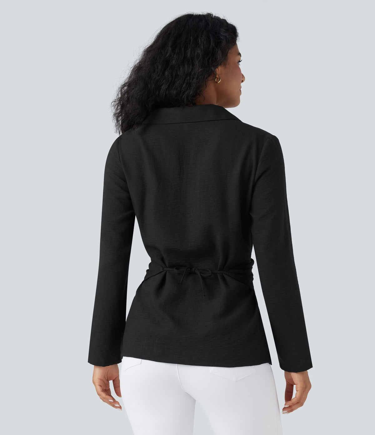 Chemise tailleur portefeuille manches longues avec lien dos
