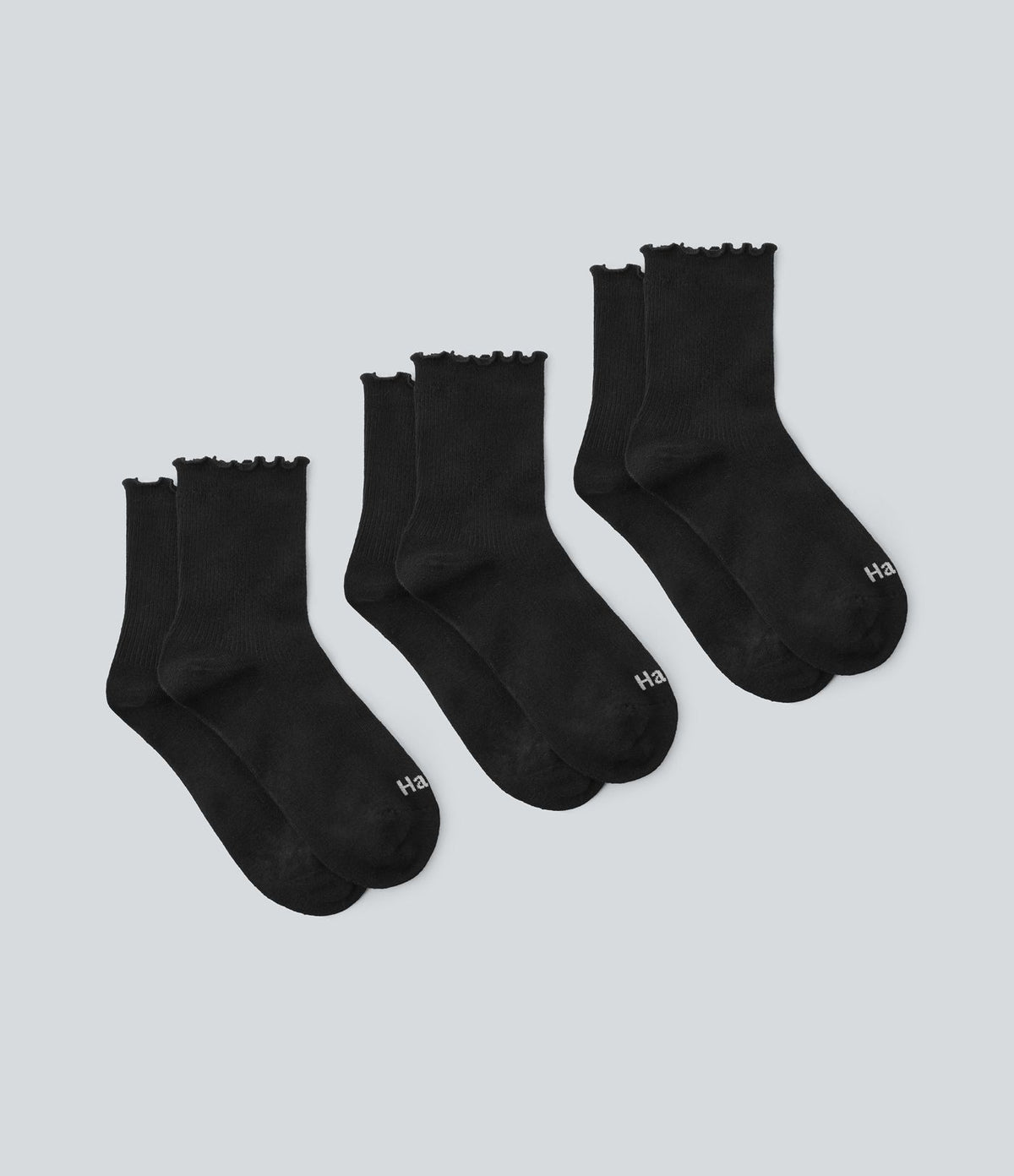 Ensemble de 3 paires de chaussettes Halara mi-mollet décontractées à volants