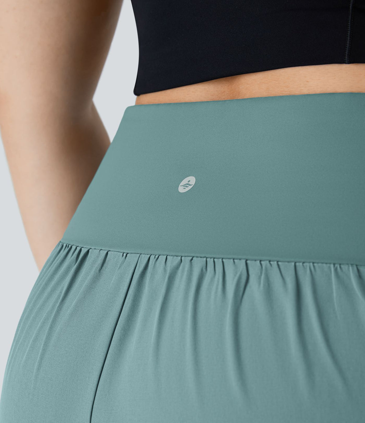 Breezeful™ Pantalon de Vacances Grande Taille Taille Haute avec Découpe Croisée Plissé Poche Latérale Fente et Séchage Rapide