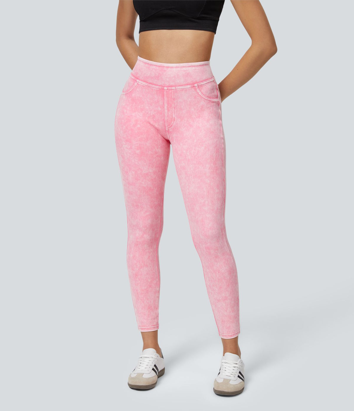 Halara Flex™ Jegging Casual Tricot Extensible Coloré Taille Haute Poches Arrière Latérales