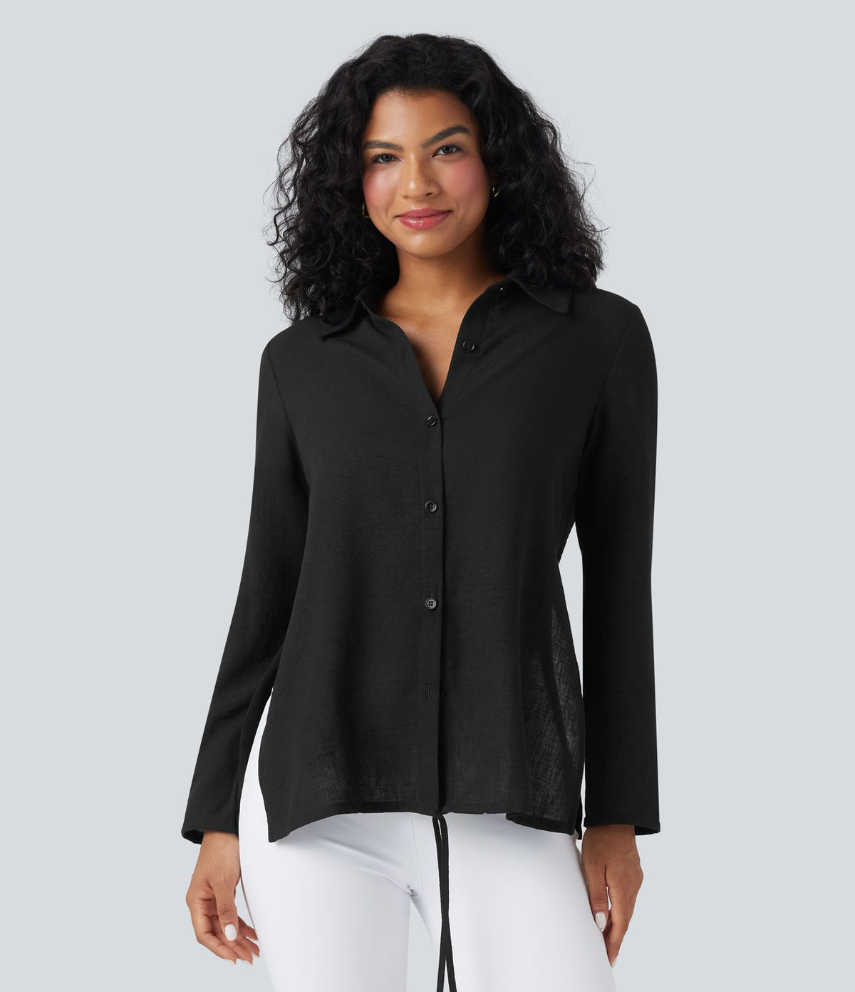 Chemise tailleur portefeuille manches longues avec lien dos