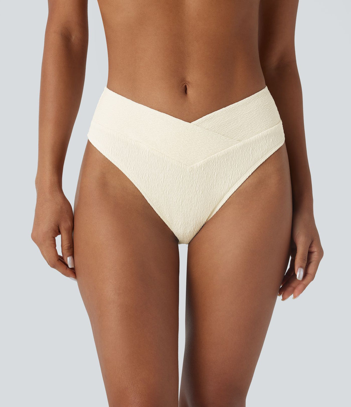 Bas de maillot de bain bikini texturé croisé