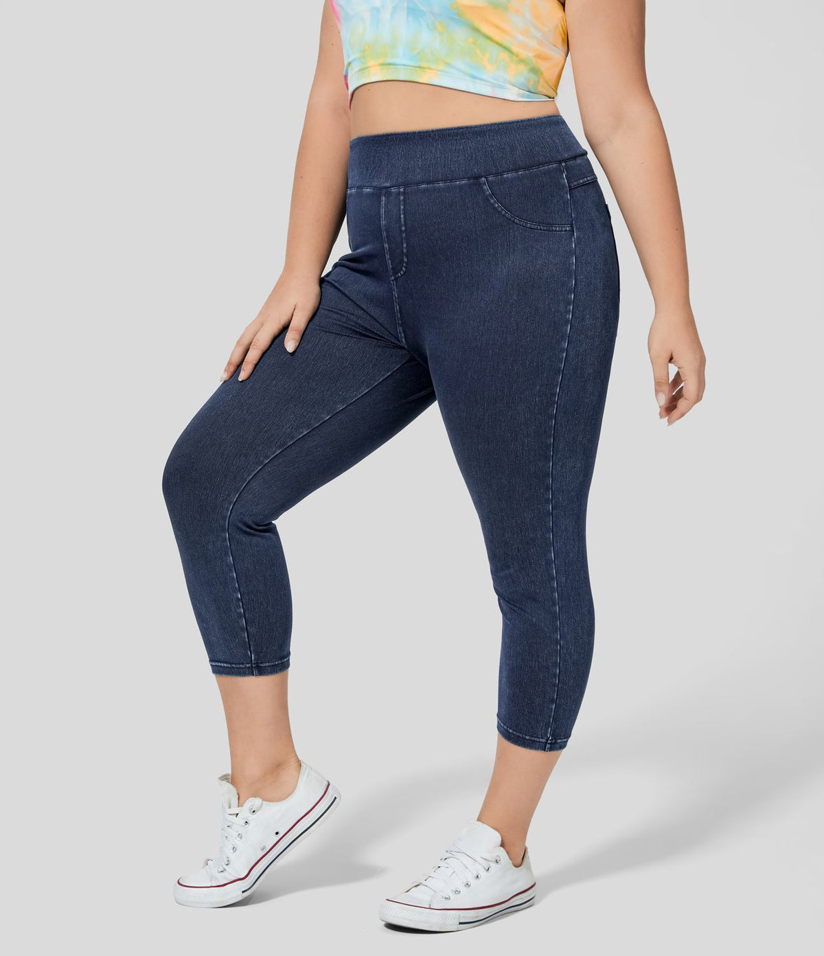 Halara Flex™ Leggings décontractés taille haute en tricot extensible avec poche latérale arrière et grande taille