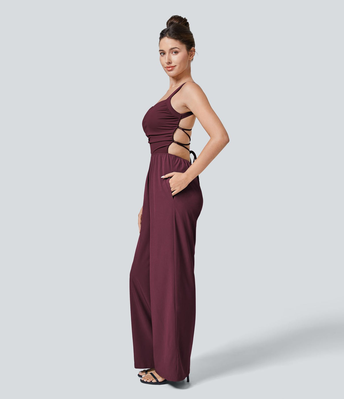 Breezeful™ Combinaison Casual Dos Nu Croisé avec Lacets et Poches Latérales à Séchage Rapide