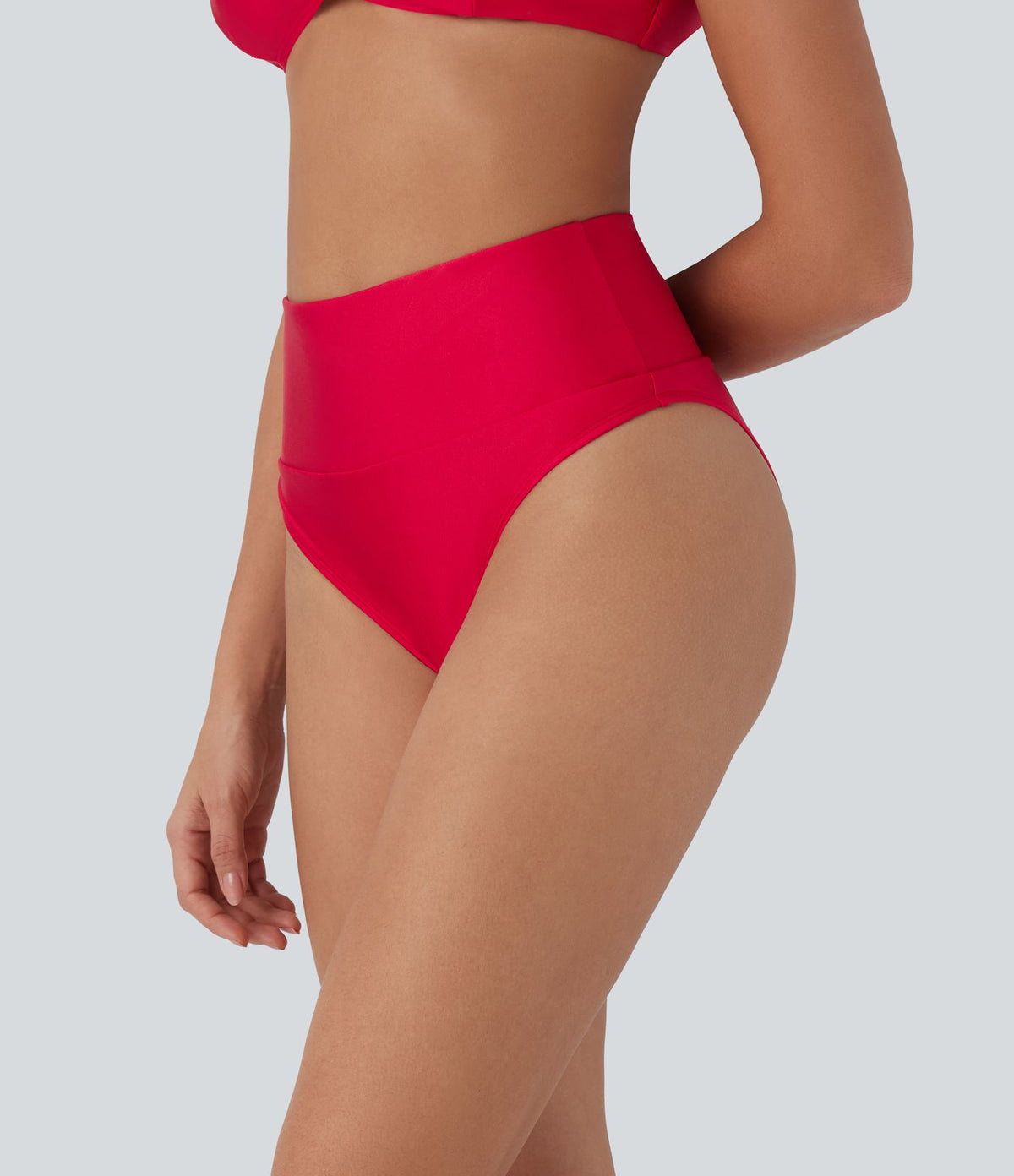 Bas de maillot de bain bikini brillant à taille haute et gainant