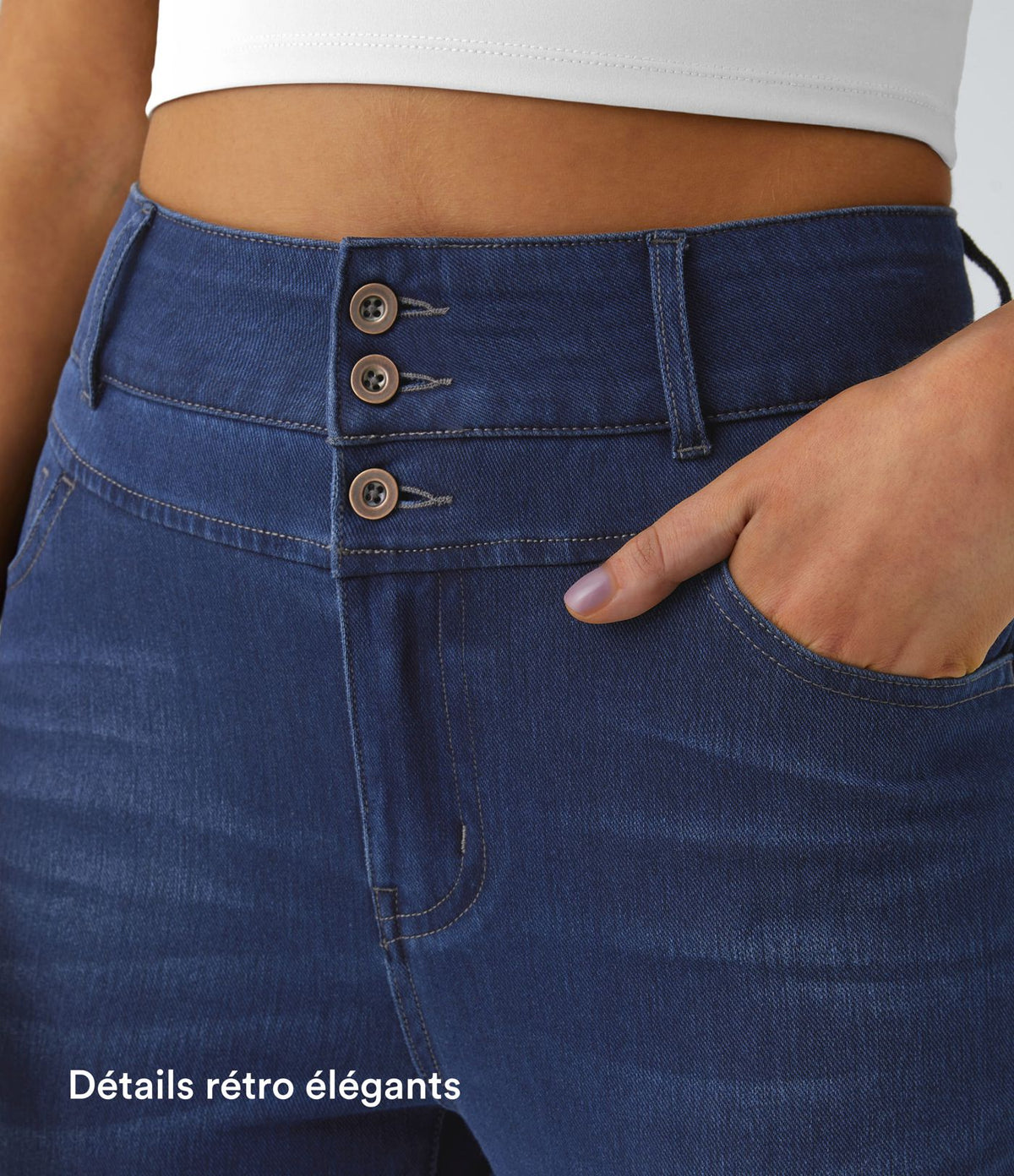 Halara Flex™ Jean skinny Casual Taille Haute Fermeture Éclair Boutonnés Plusieurs Poches Tricot Extensible