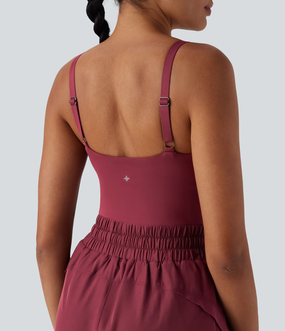 Combi-short de running 2-en-1 dos nu smocké avec cordon de serrage et poches latérales