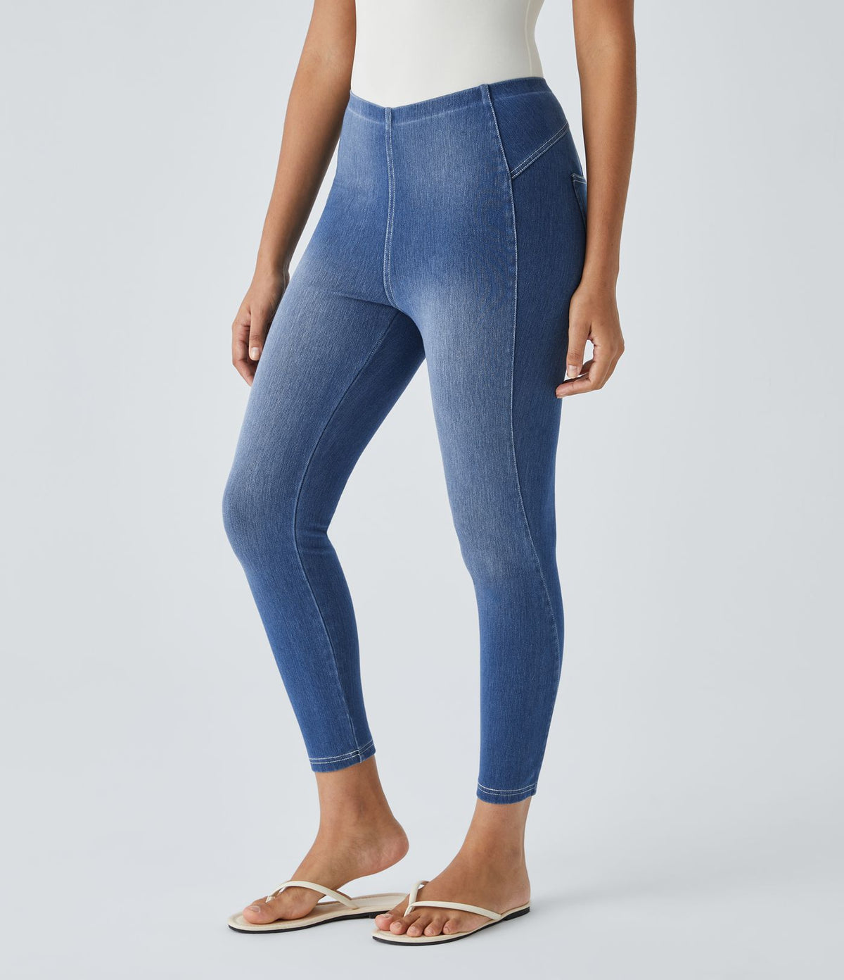 Halara Flex™ Jegging Casual 7/8 Tricoté Stretch Taille Mi-Haute avec Poche Arrière à Enfiler