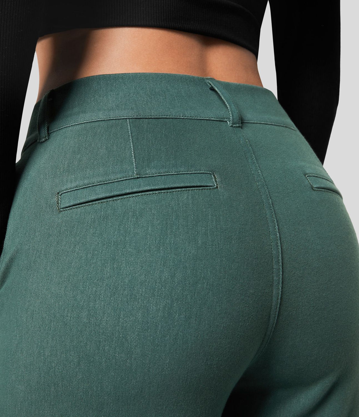 Halara Flex™ Jean Casual Tapered en Tricot Extensible Coloré avec Taille Haute et Poches Latérales