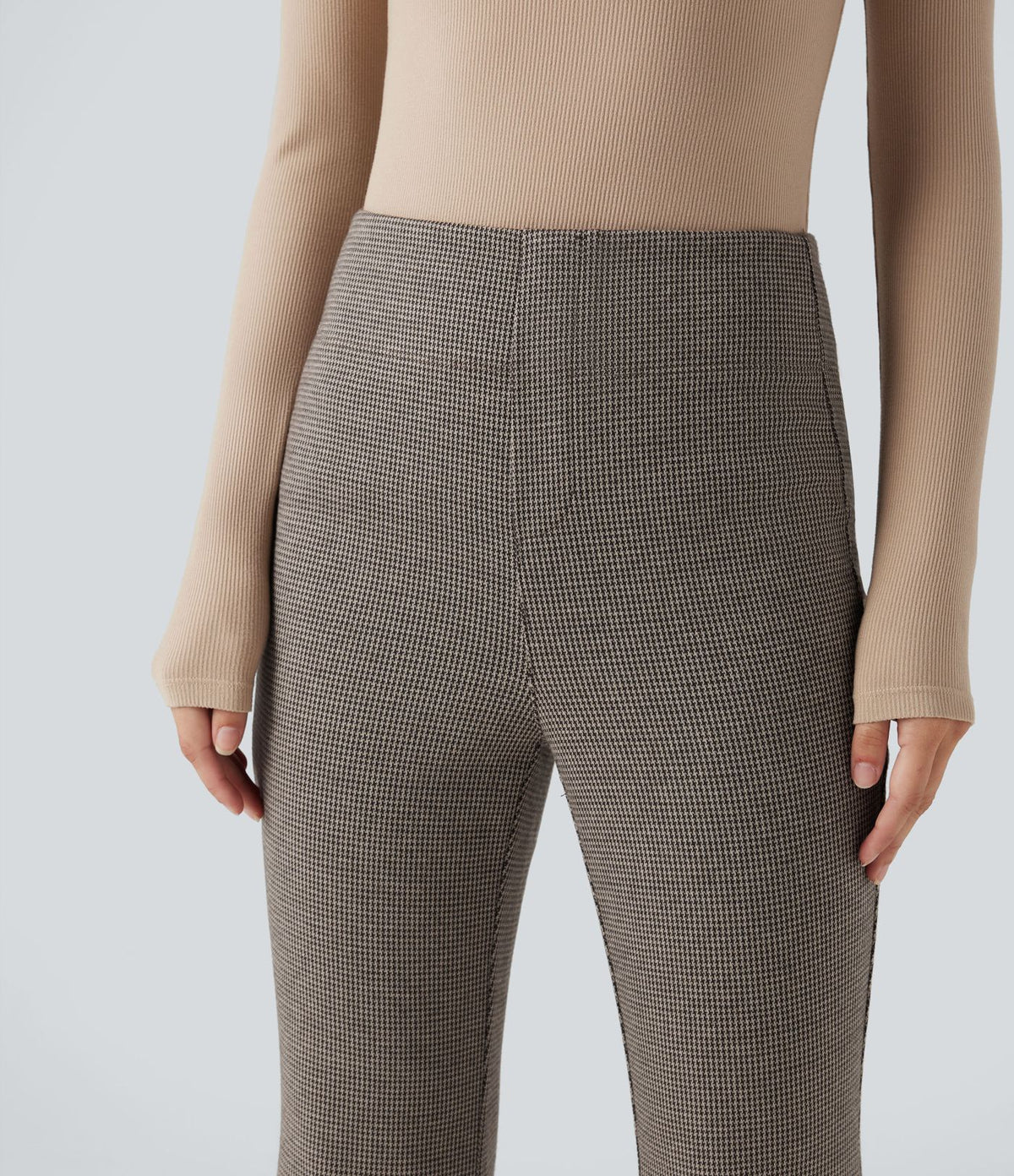 Halara Flex™ Pantalon tailleur évasé pied-de-poule taille haute avec poches