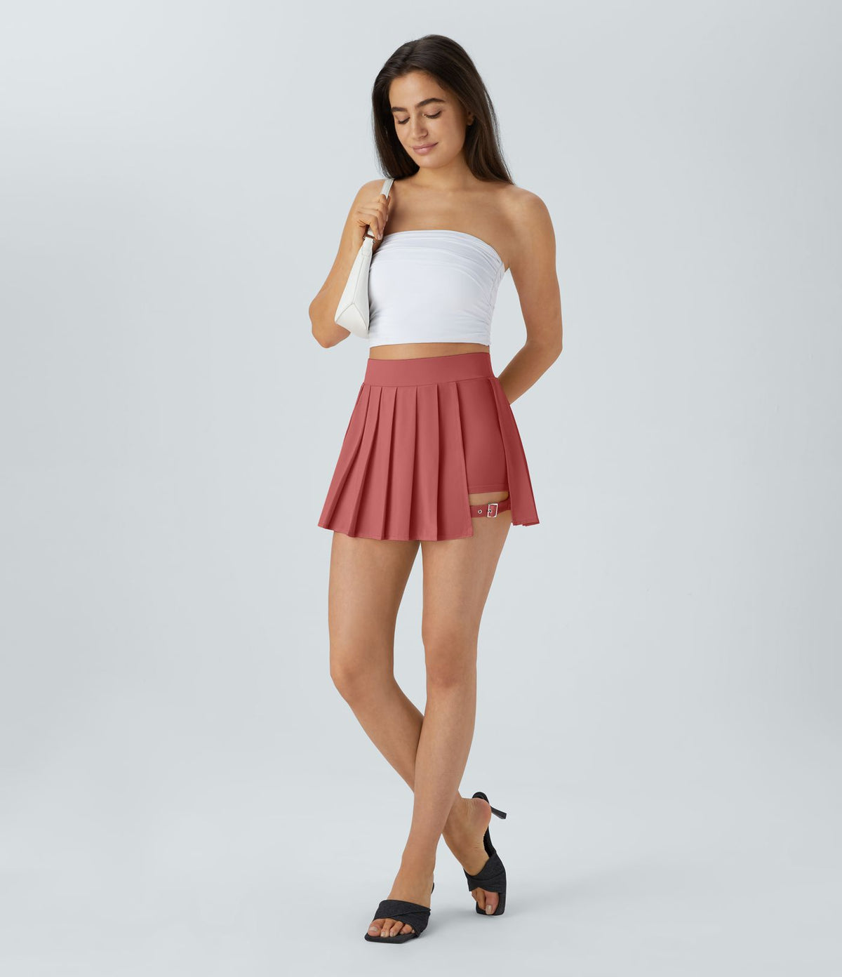 Breezeful™ Mini Jupe Soirée Plissée 2 en 1 Taille Haute Poche Latérale Boucle Réglable Séchage Rapide