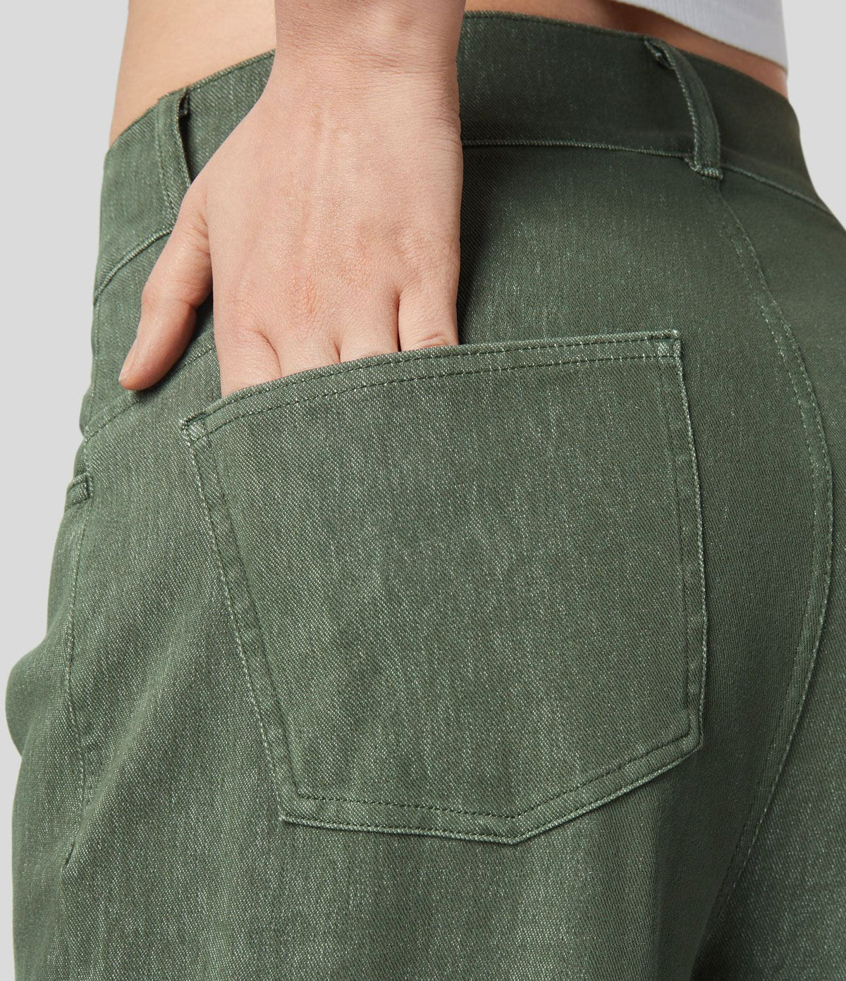 Halara Flex™ Jeans Causal Fuselés à Taille Mi-haute avec Plusieurs Poches en Tricot Extensible Coloré