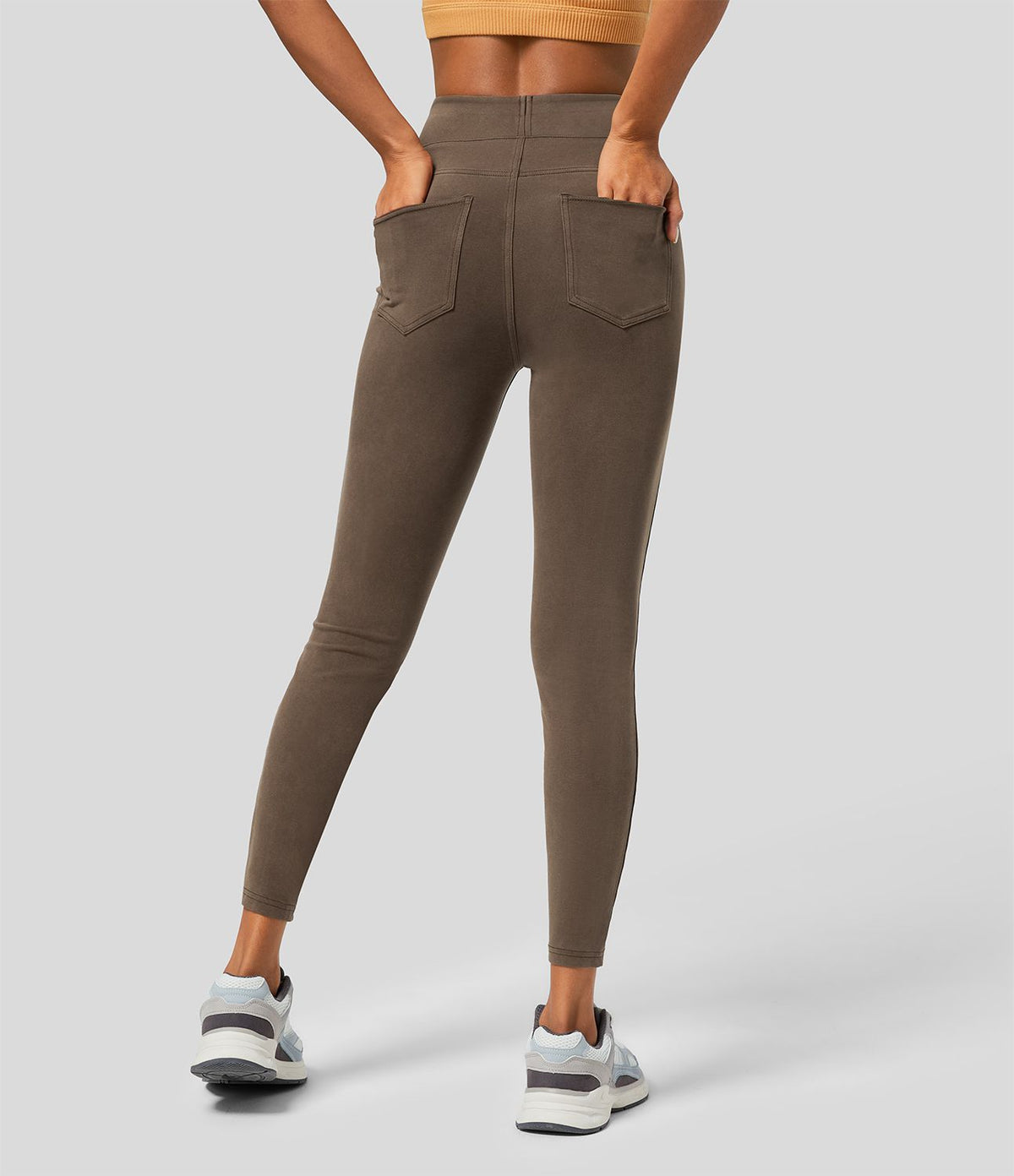 Halara Flex™ Jegging Casual 7/8 Tricot Extensible Coloré avec Taille Haute et Multiples Poches