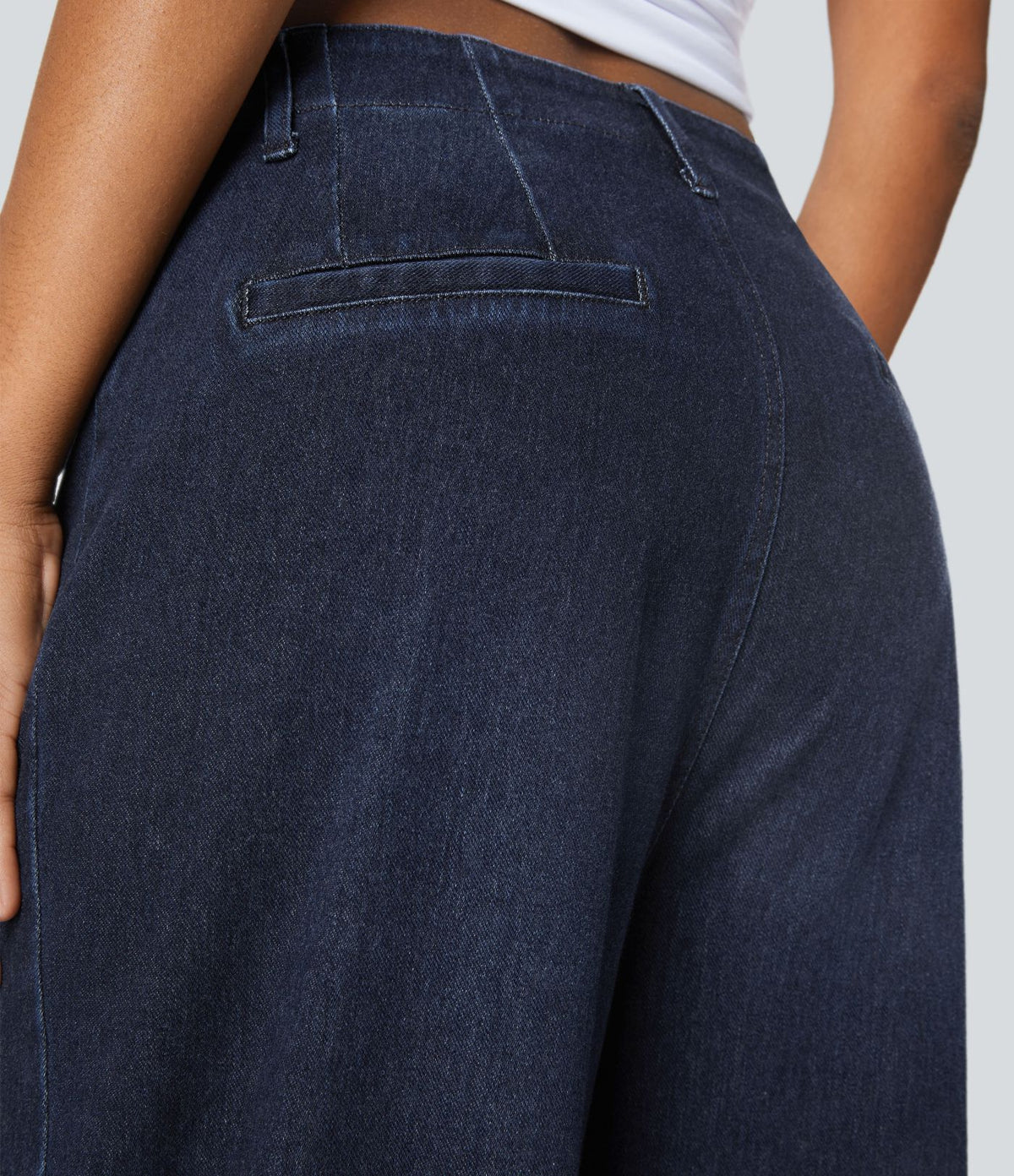 Halara Flex™ Jean large Palazzo et Taille Haute avec Poches Avant en Tricot Extensible Lavé