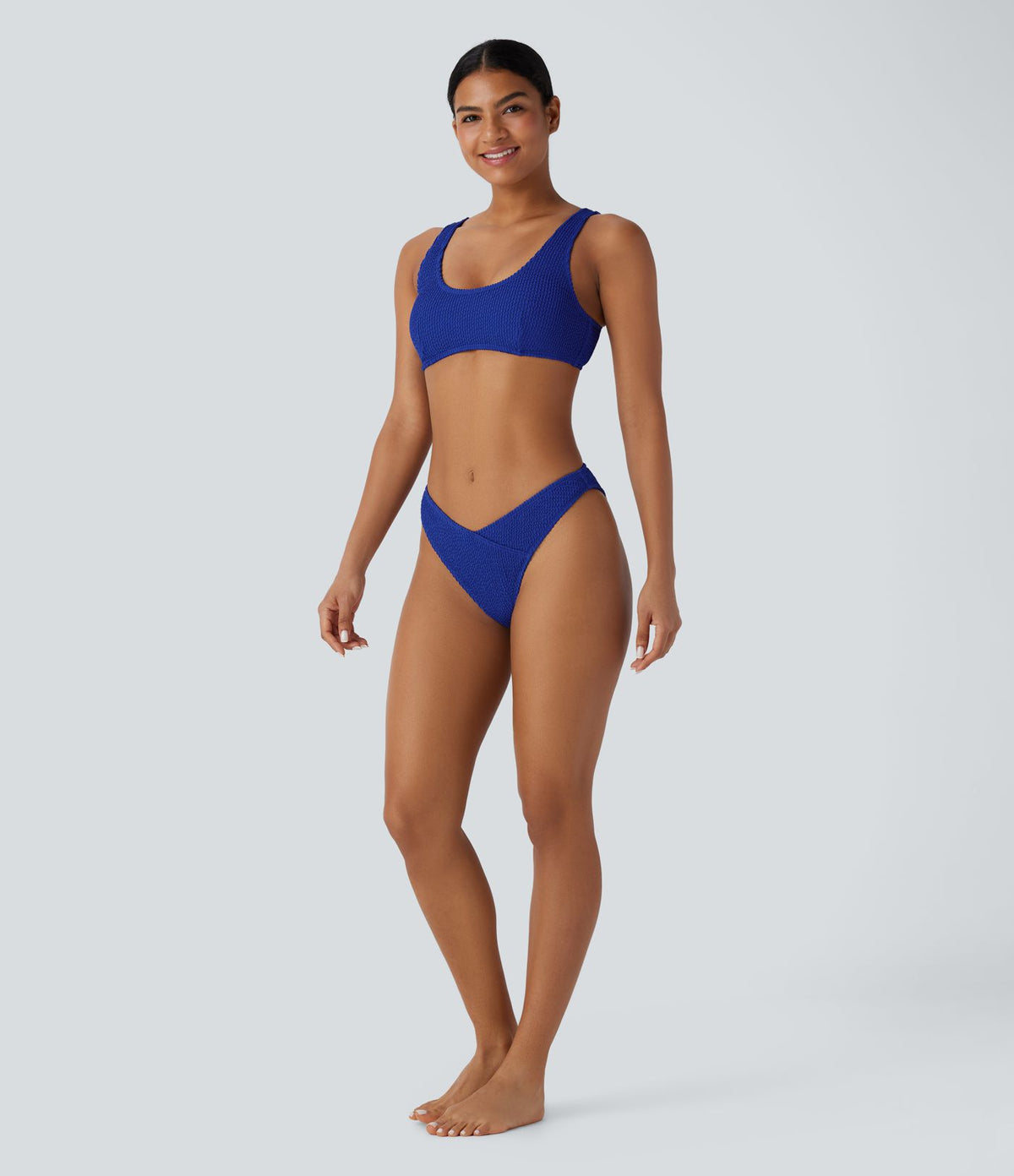 Bas de Bikini à Texture Croisée et Taille Basse