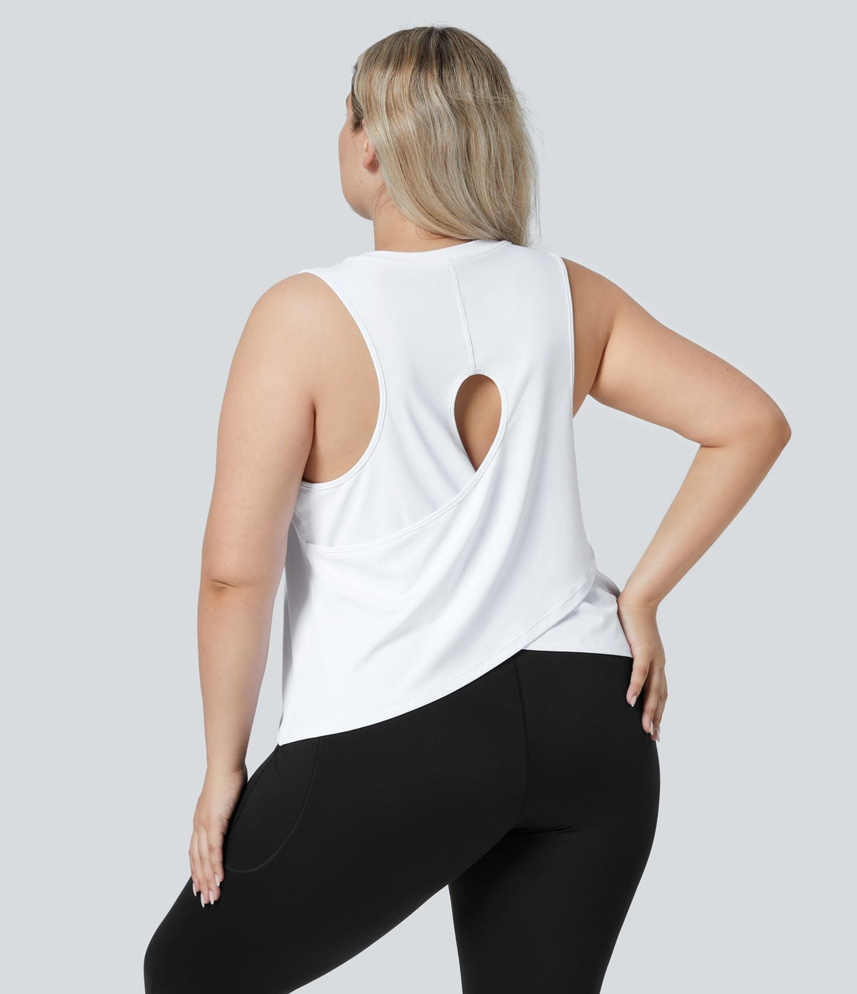Débardeur de Yoga Grande Taille avec Découpe et Ourlet Croisé Uni