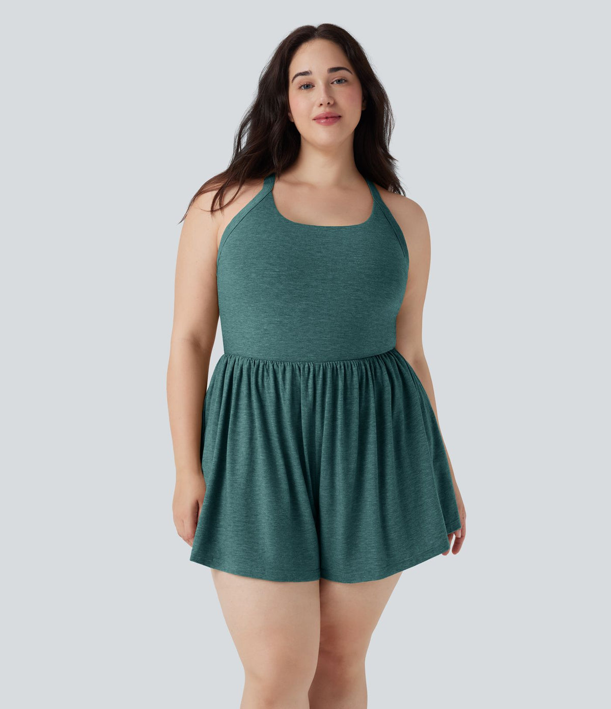 Combinaison-short de séjour grande taille 2-en-1 dos nu torsadée avec poches - Easy Peasy Edition