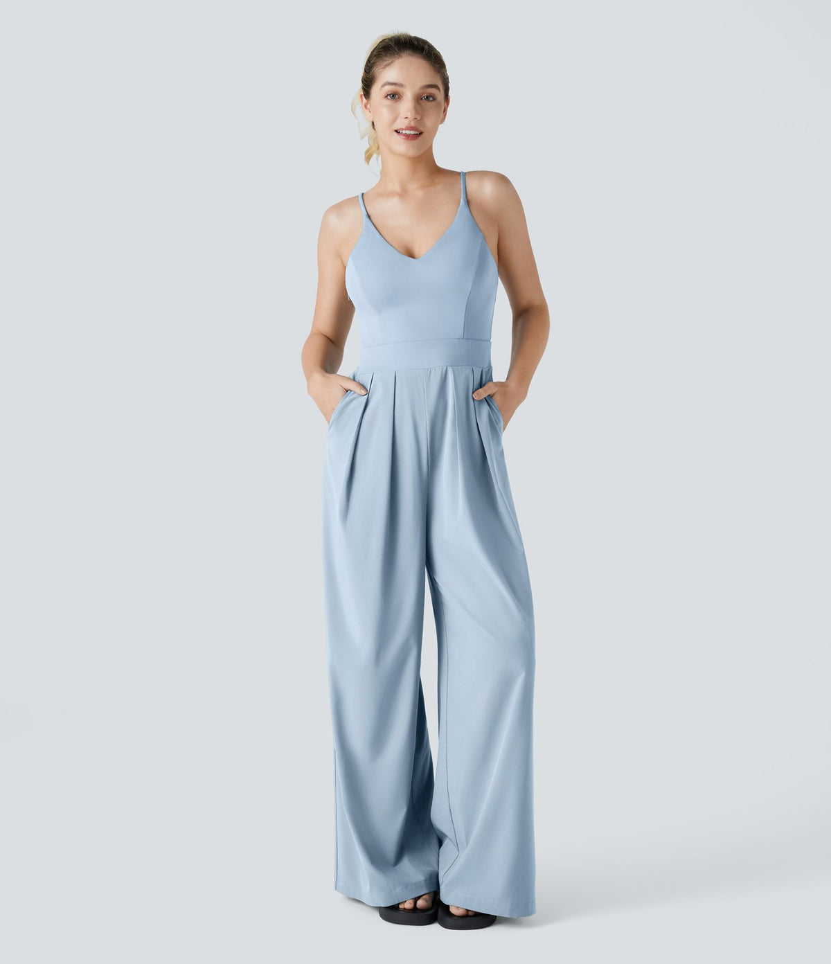 Breezeful™ Combinaison Dos Nu Poche Zippée Invisible Sur le Côté Jambe Large Séchage Rapide