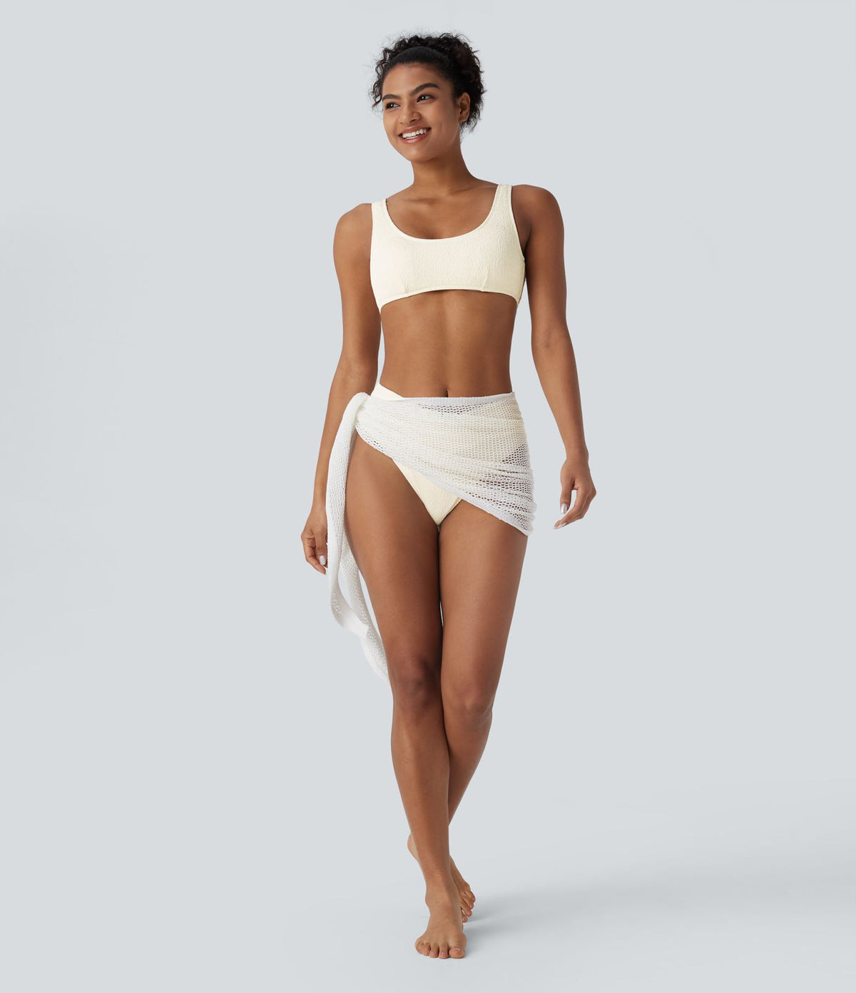 Bas de maillot de bain bikini texturé croisé