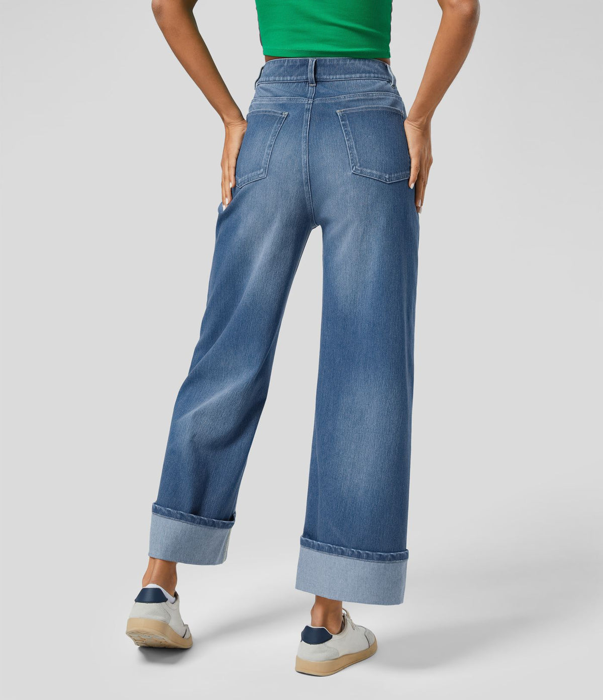 Halara Flex™ Jean Larges Taille Haute Ourlet Roulotté Multiples Poches