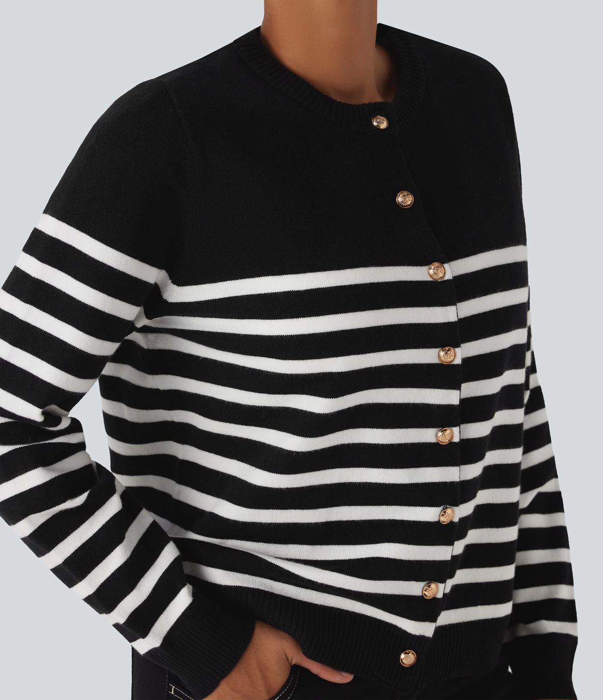 Cardigan de travail rayé color block