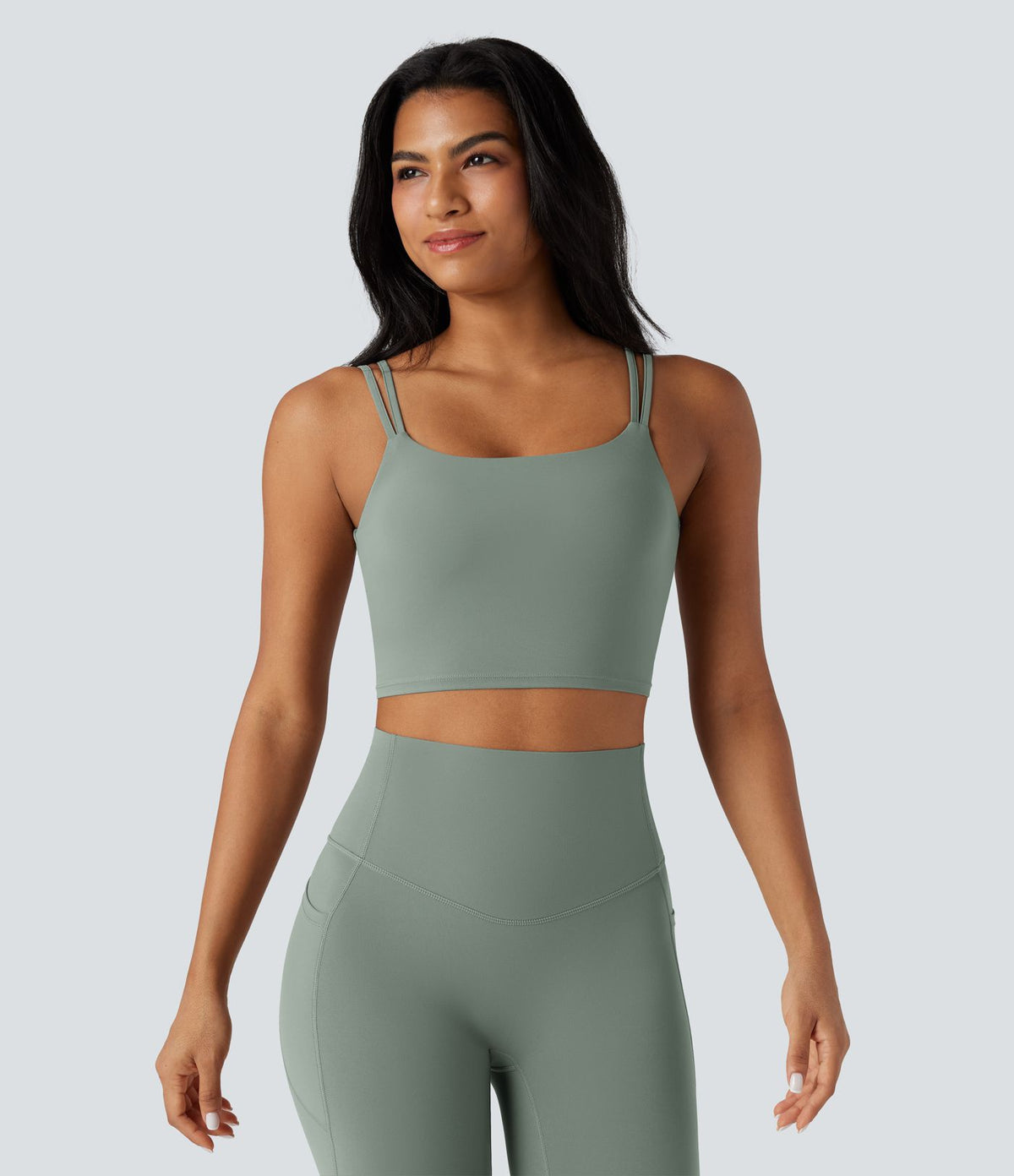 Débardeur yoga court Halara UltraSculpt™ double bretelles torsadé dos nu
