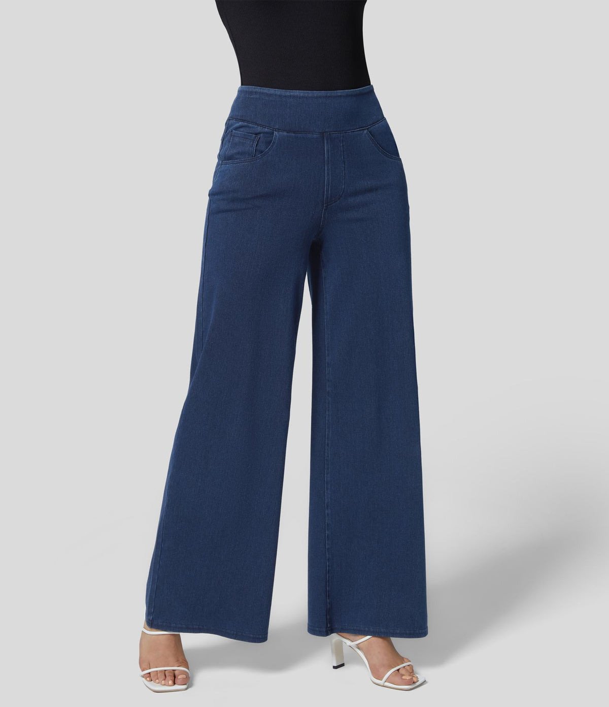 Halara Flex™ Jean Large Travail à Taille Haute Poches Multiples et Tricot Extensible