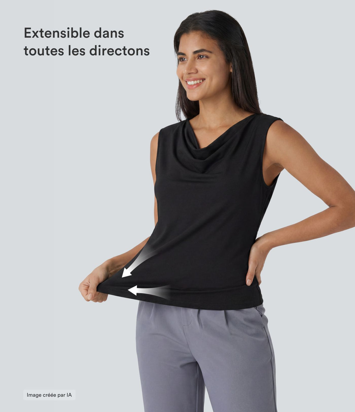 Chemisier Travail Sans Manches à Col en Cowl