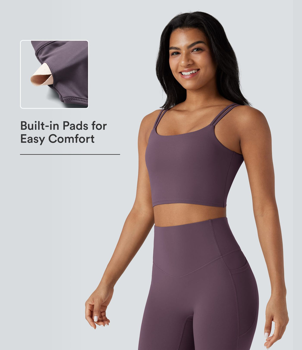 Débardeur yoga court Halara UltraSculpt™ double bretelles torsadé dos nu
