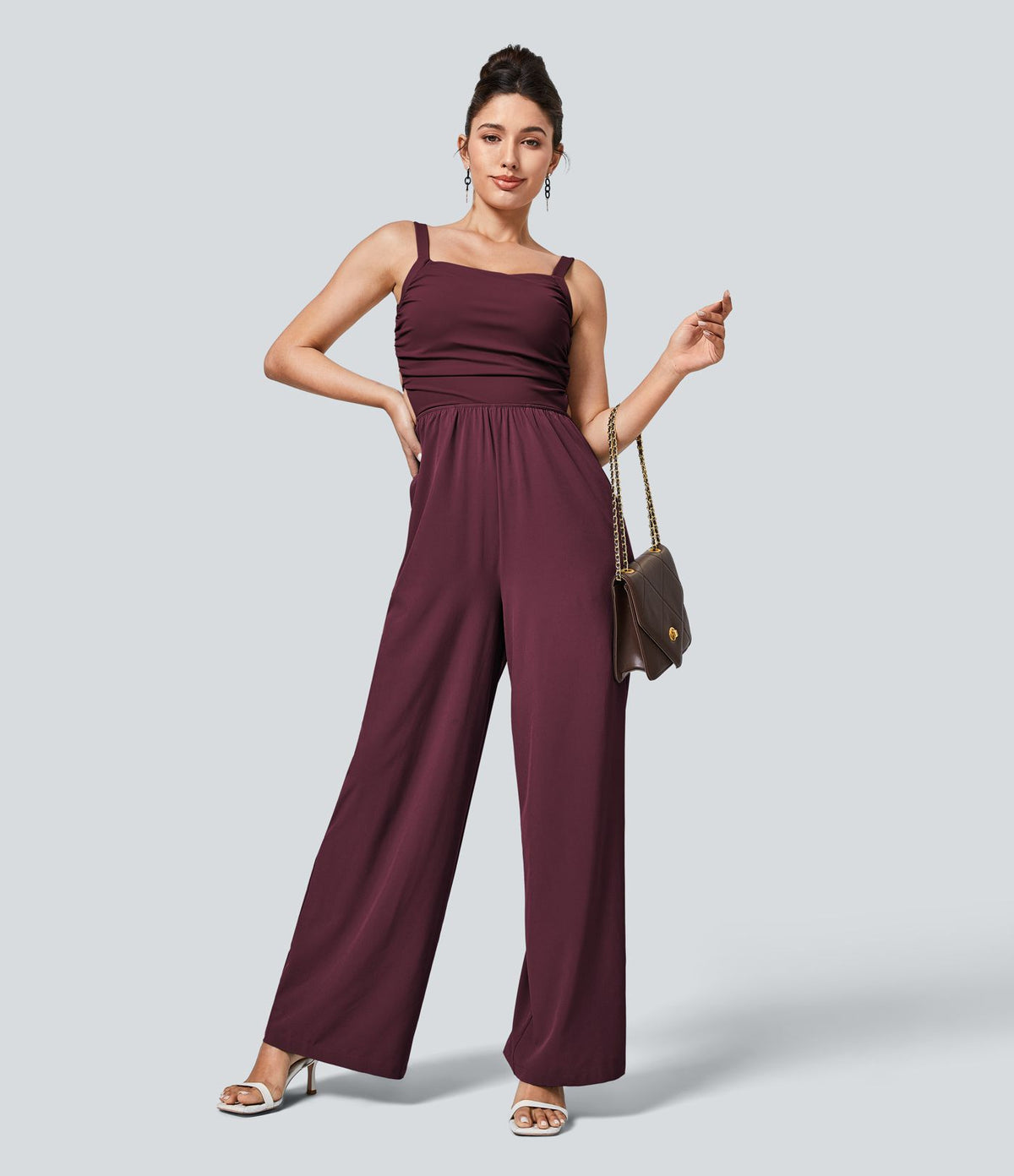 Breezeful™ Combinaison Casual Dos Nu Croisé avec Lacets et Poches Latérales à Séchage Rapide