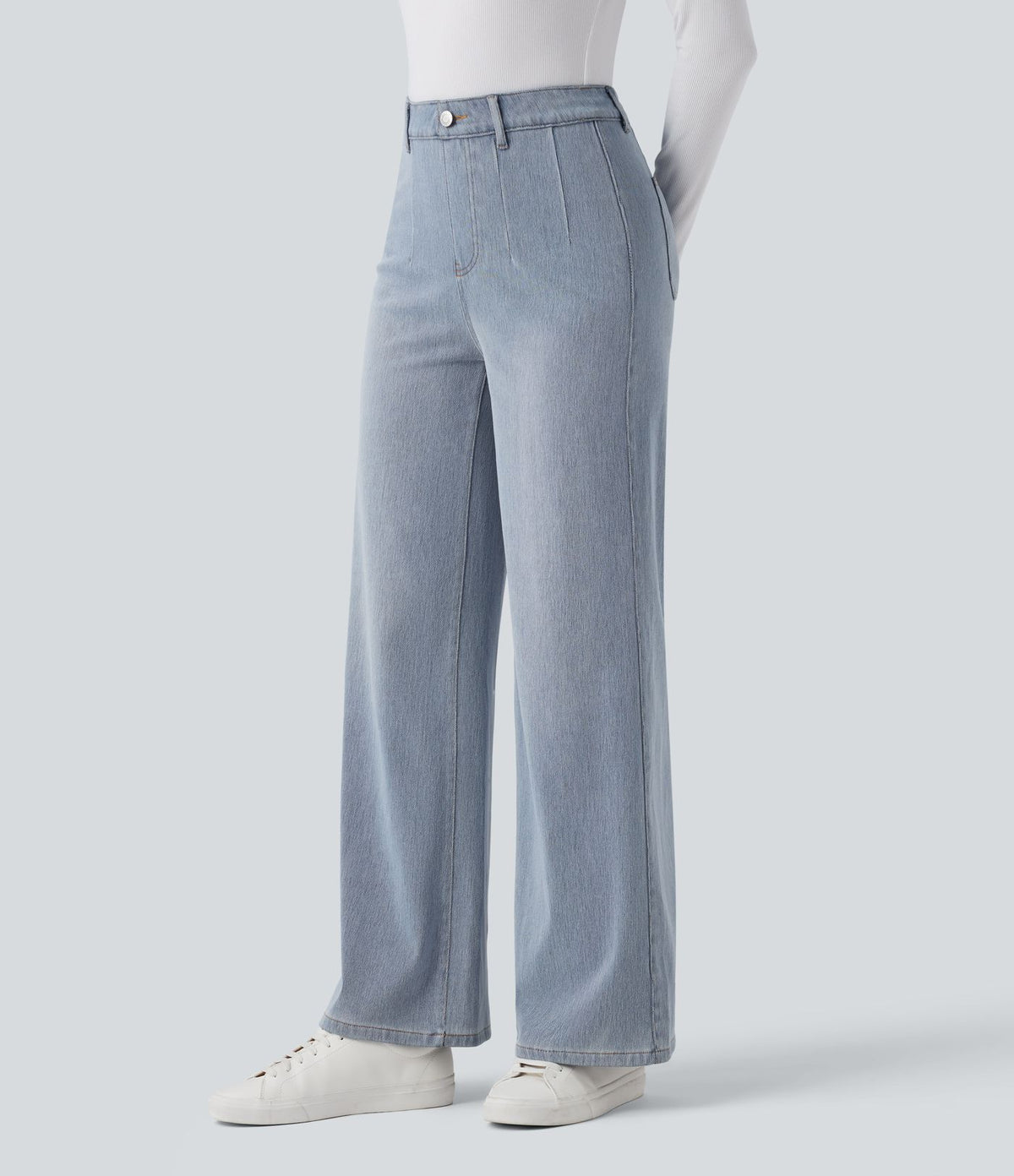 Halara Flex™ Jean large décontracté taille haute gainant avec poches