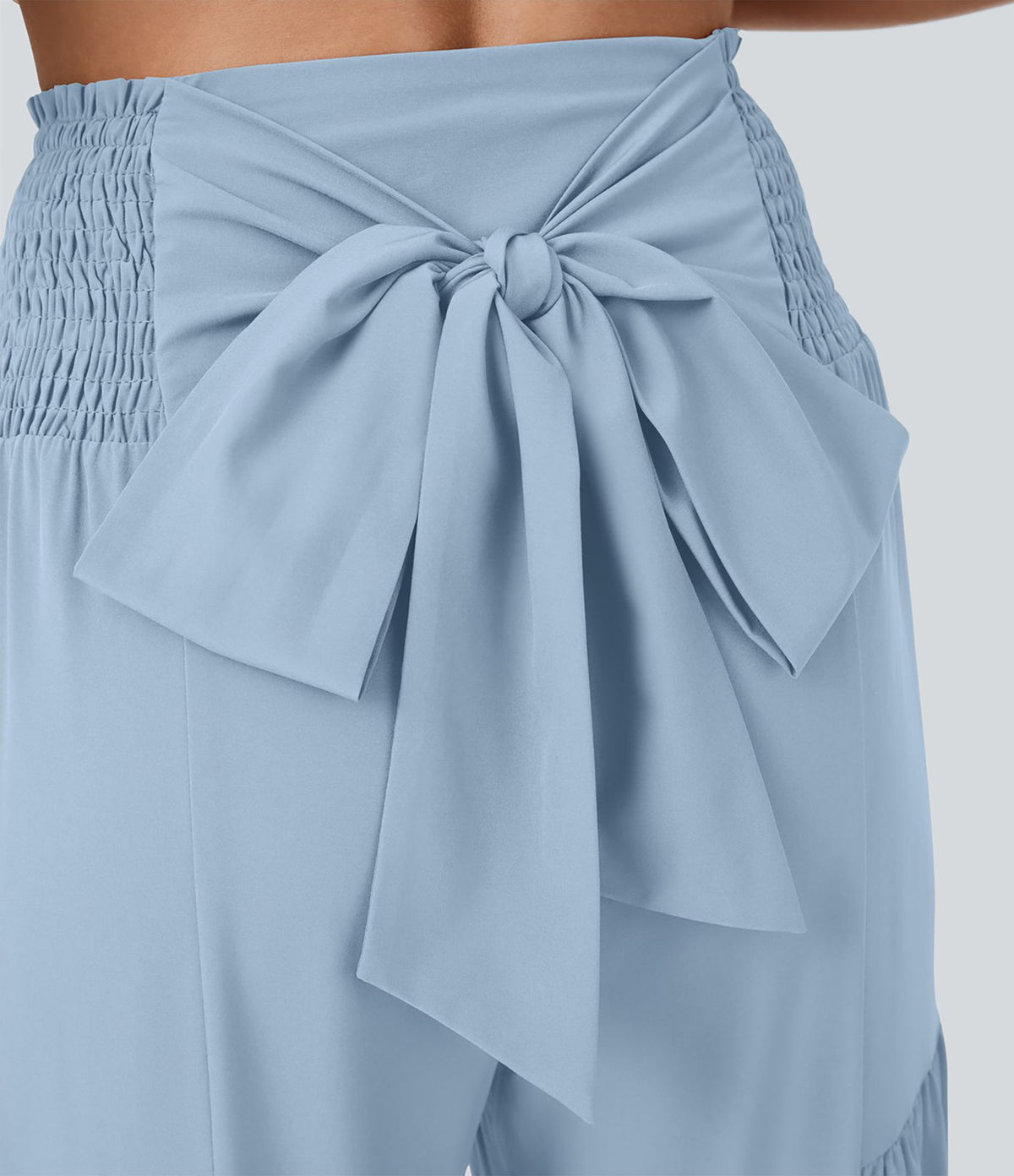 Breezeful™ Pantalon Large Casual Taille Haute Froncé à Nouer Devant et Dos Fluide Séchage Rapide