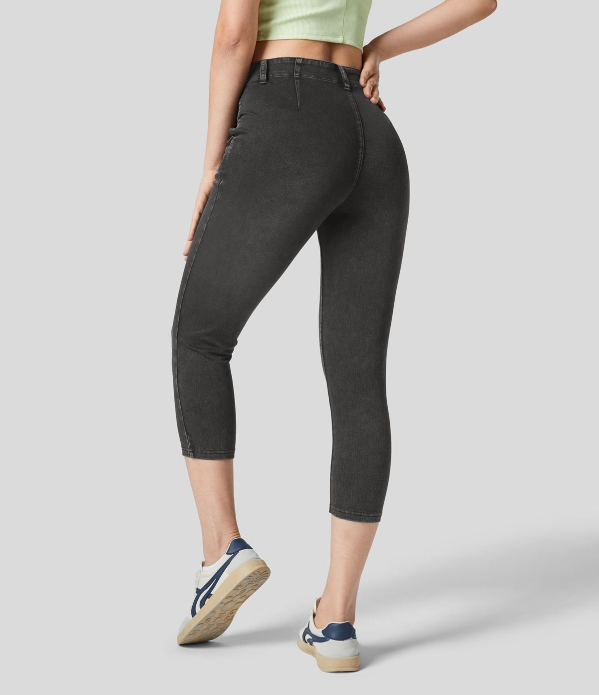 Halara Flex™ Legging Capri Casual Taille Midi Avec Poche Latérale En Tricot Extensible