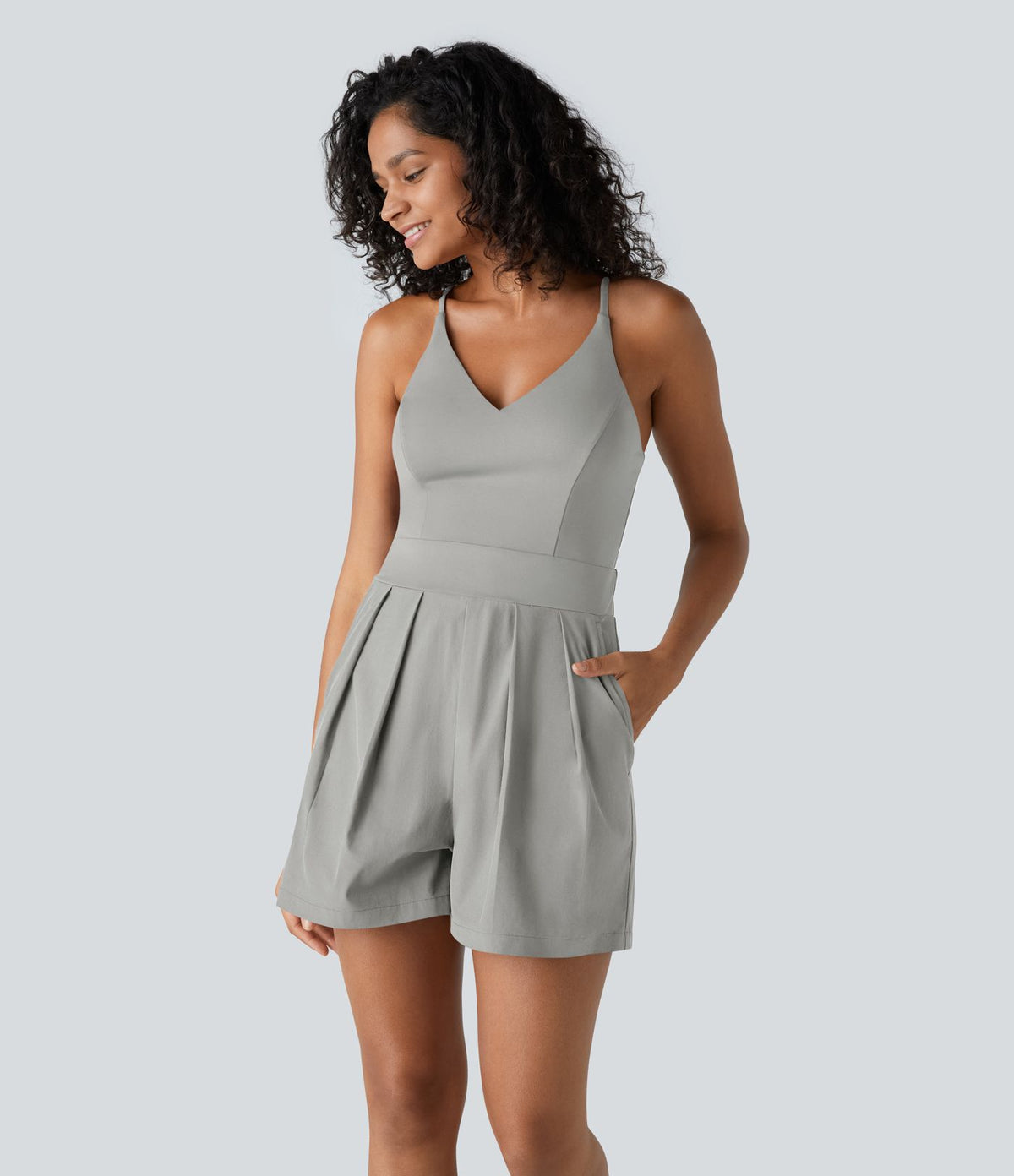 Breezeful™ Combishort Dos Nu Poche Zippée Invisible Sur le Côté Jambe Large Séchage Rapide