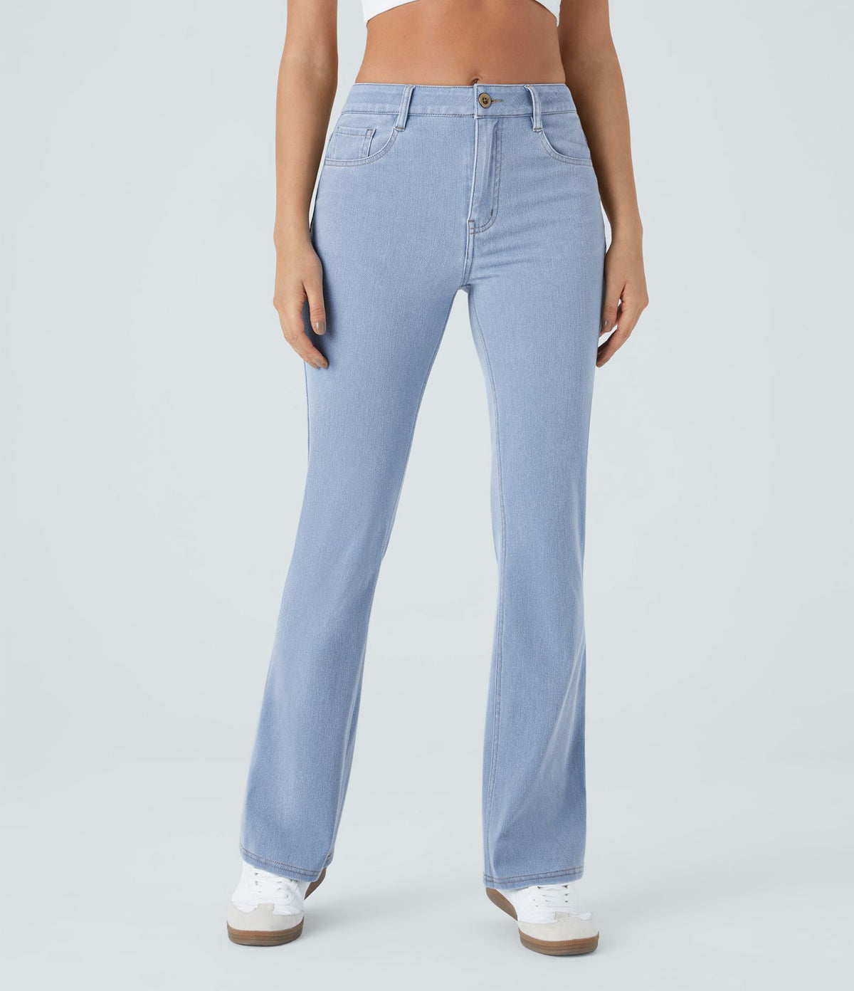Halara Flex™ Jean Évasé Casual Taille Mi-haute Tricot Extensible Boutonnés Poches