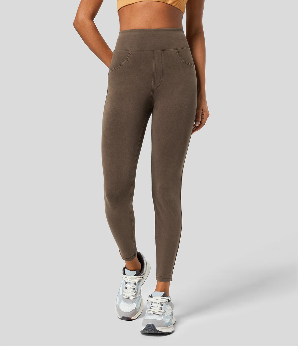 Halara Flex™ Jegging Casual 7/8 Tricot Extensible Coloré avec Taille Haute et Multiples Poches