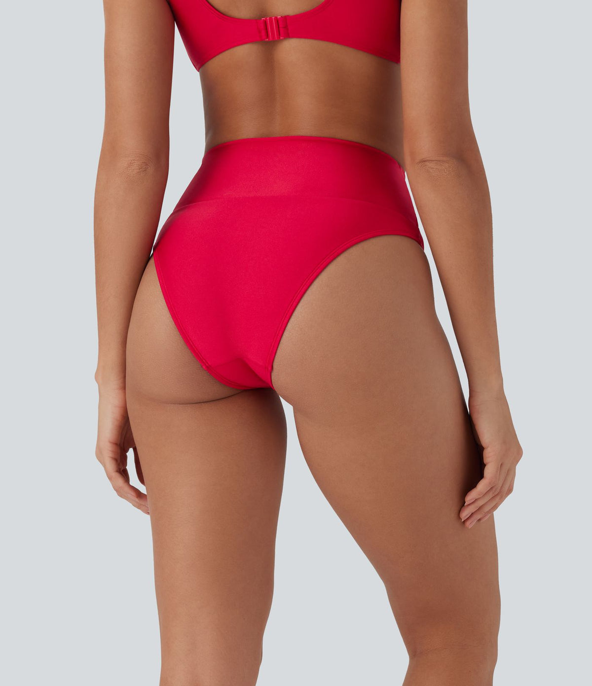 Bas de maillot de bain bikini brillant à taille haute et gainant