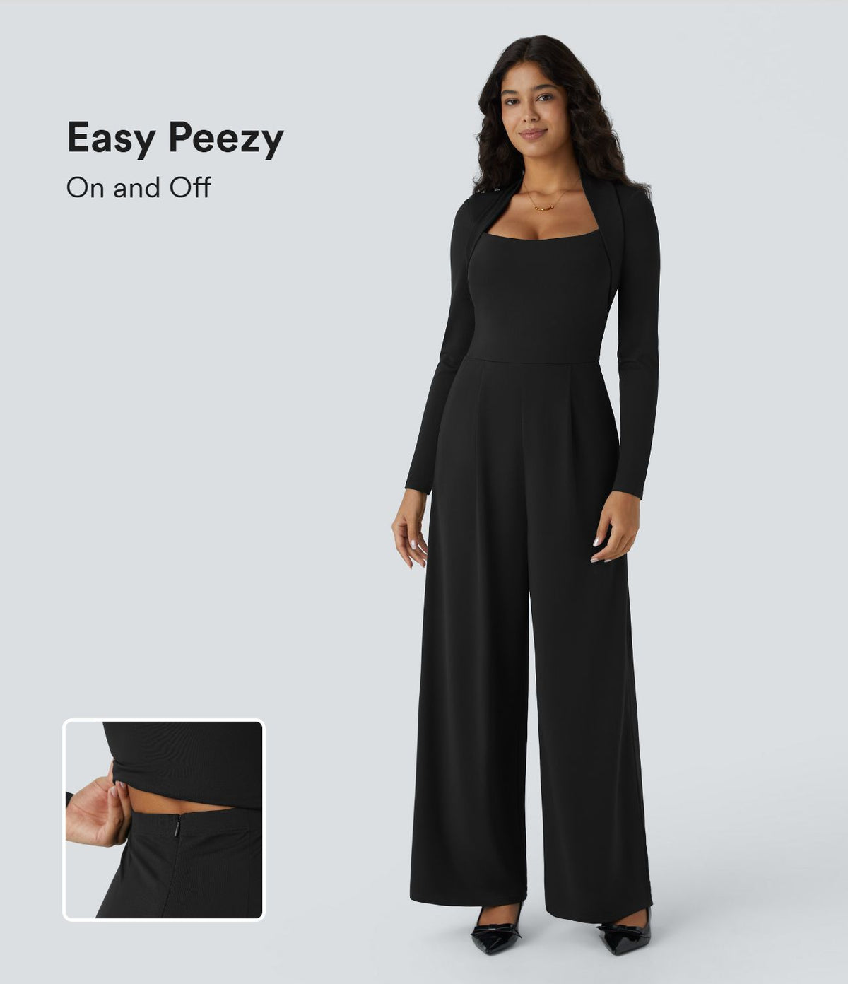 Combinaison de cérémonie à manches longues, coupe large avec poches latérales et zip invisible - Édition Easy Peasy
